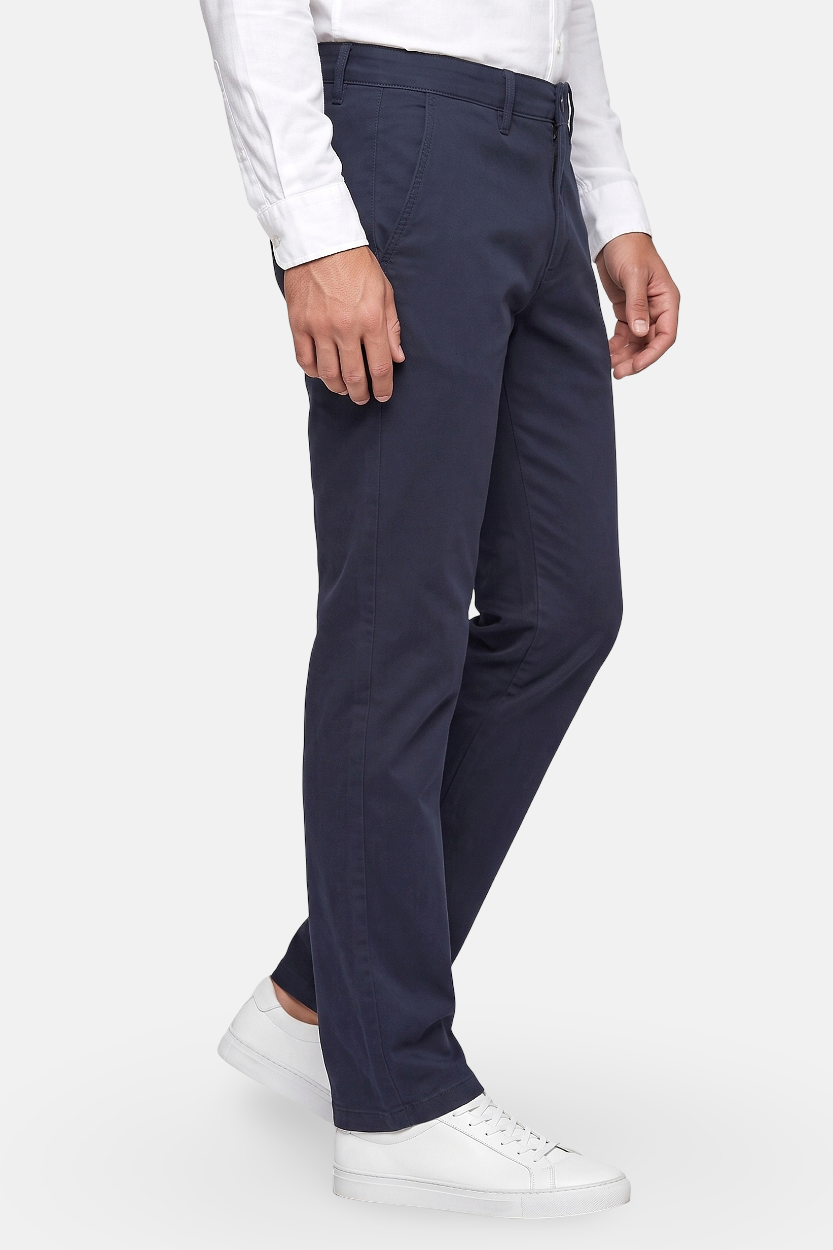 Men Straight Fit Solid Chino Pants, Navy