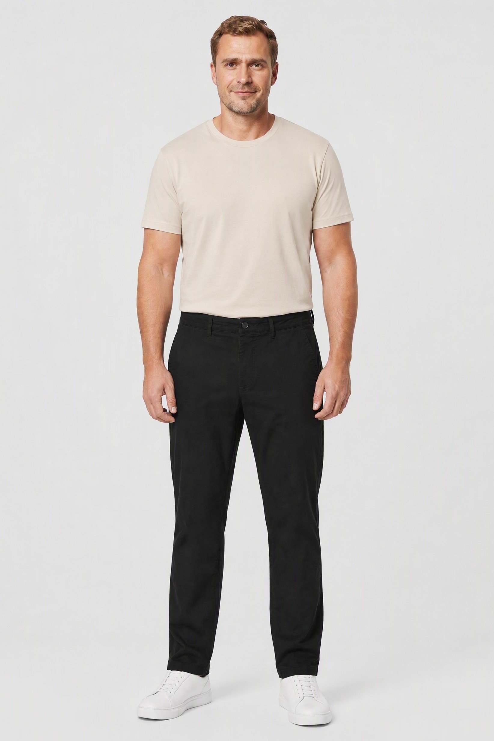 Men Straight Solid Chino Pants, Black