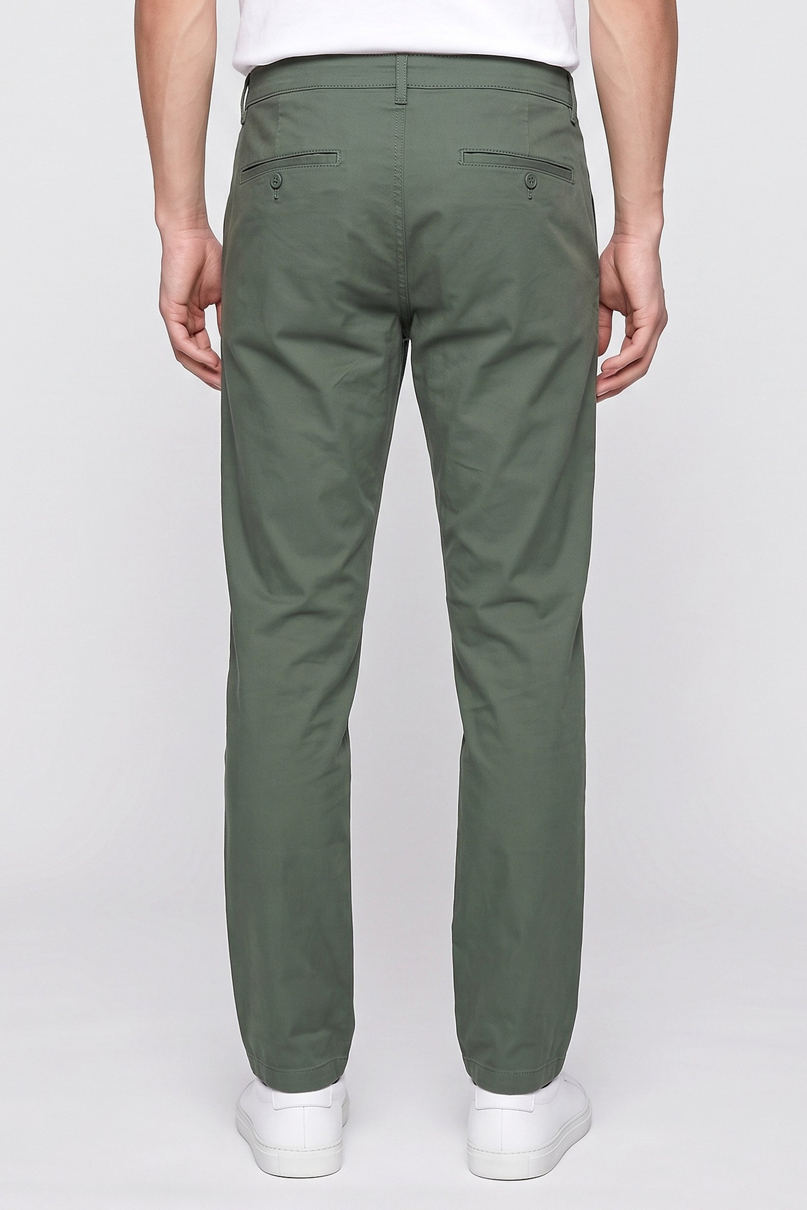 Men Slim Fit Solid Chino Pants, Green