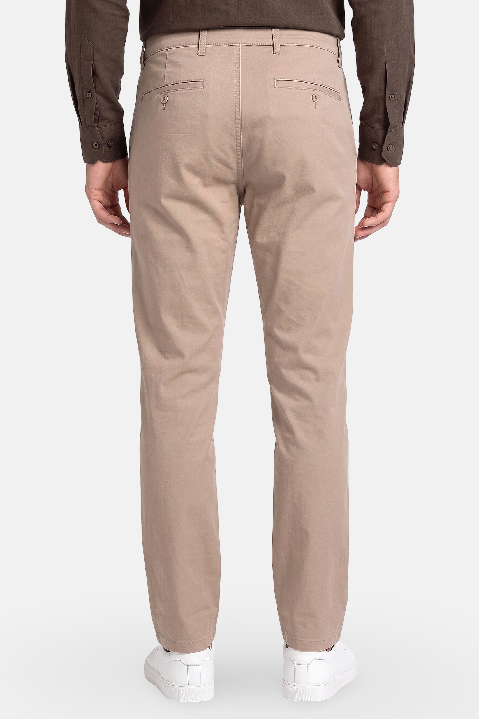 Men Straight Fit Solid Chino Pants, Tan
