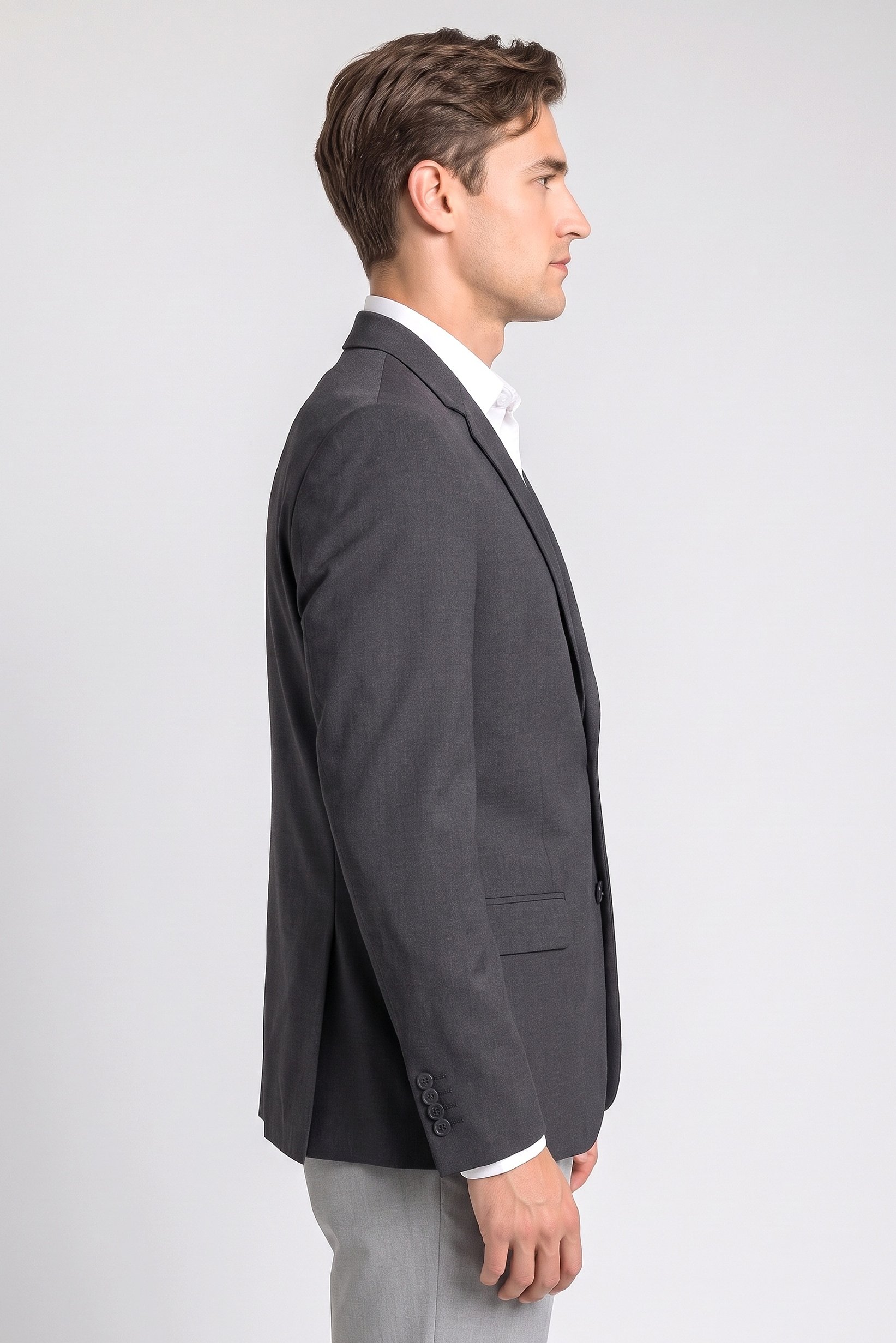 Men Slim Fit Solid Casual Blazer, Grey