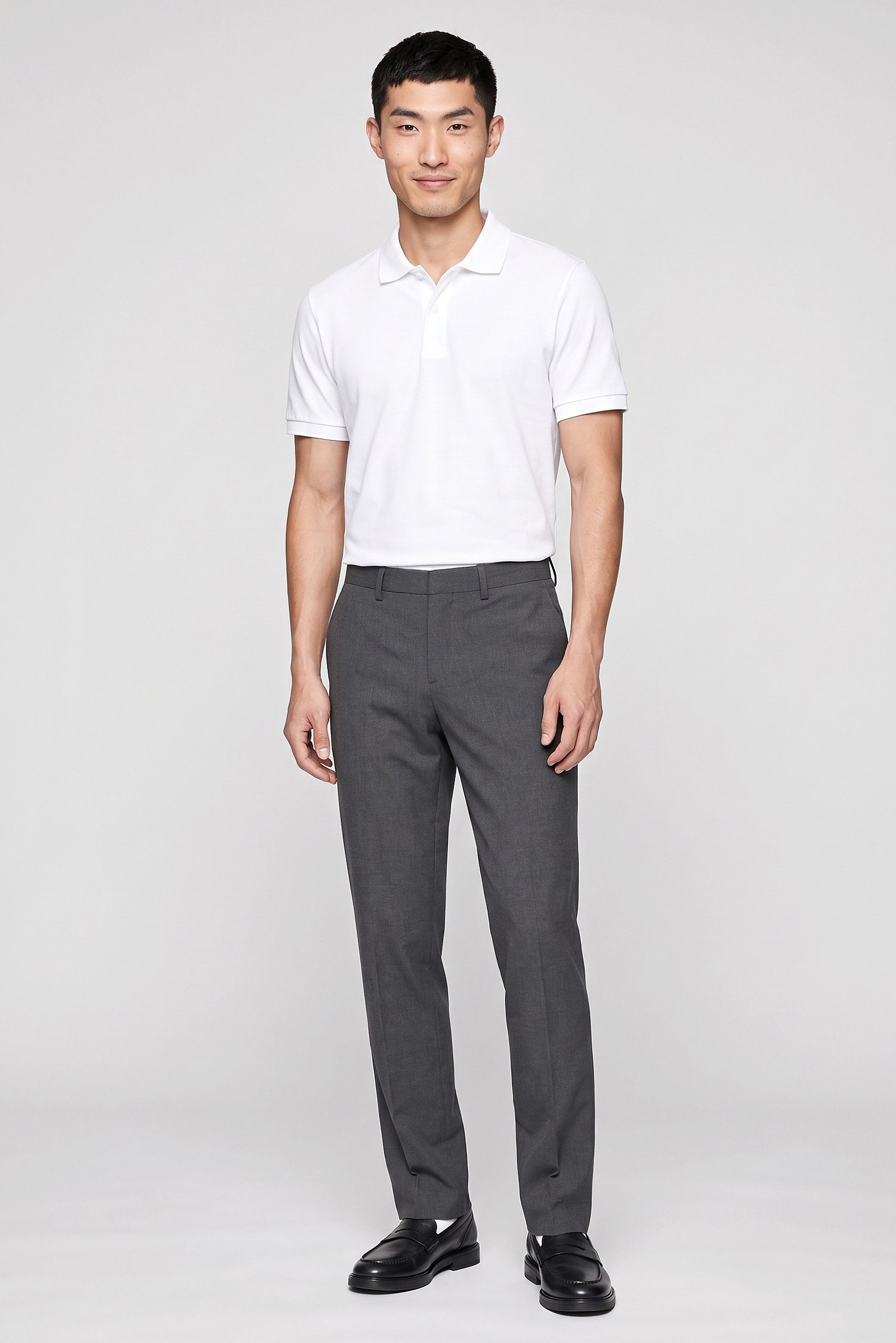 Men Slim Fit Solid Dress Pants, Grey