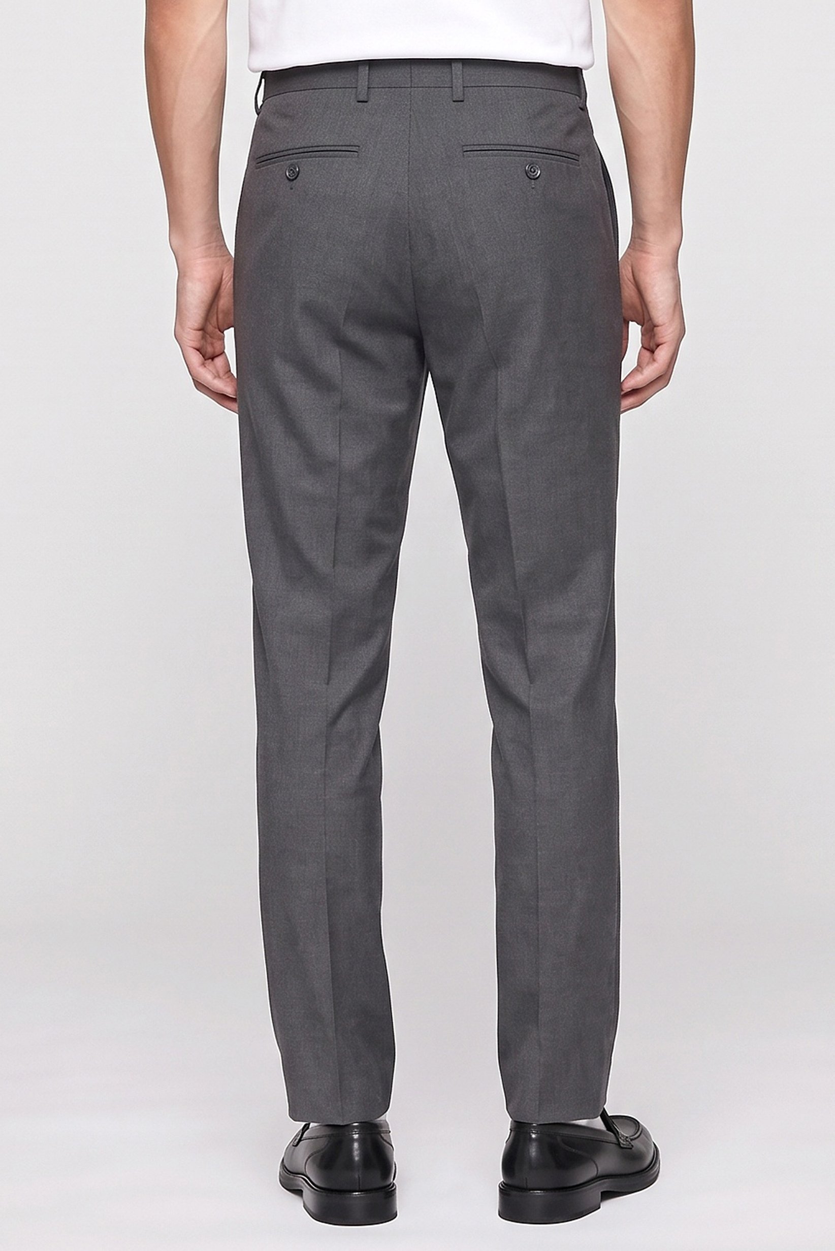 Men Slim Fit Solid Dress Pants, Grey