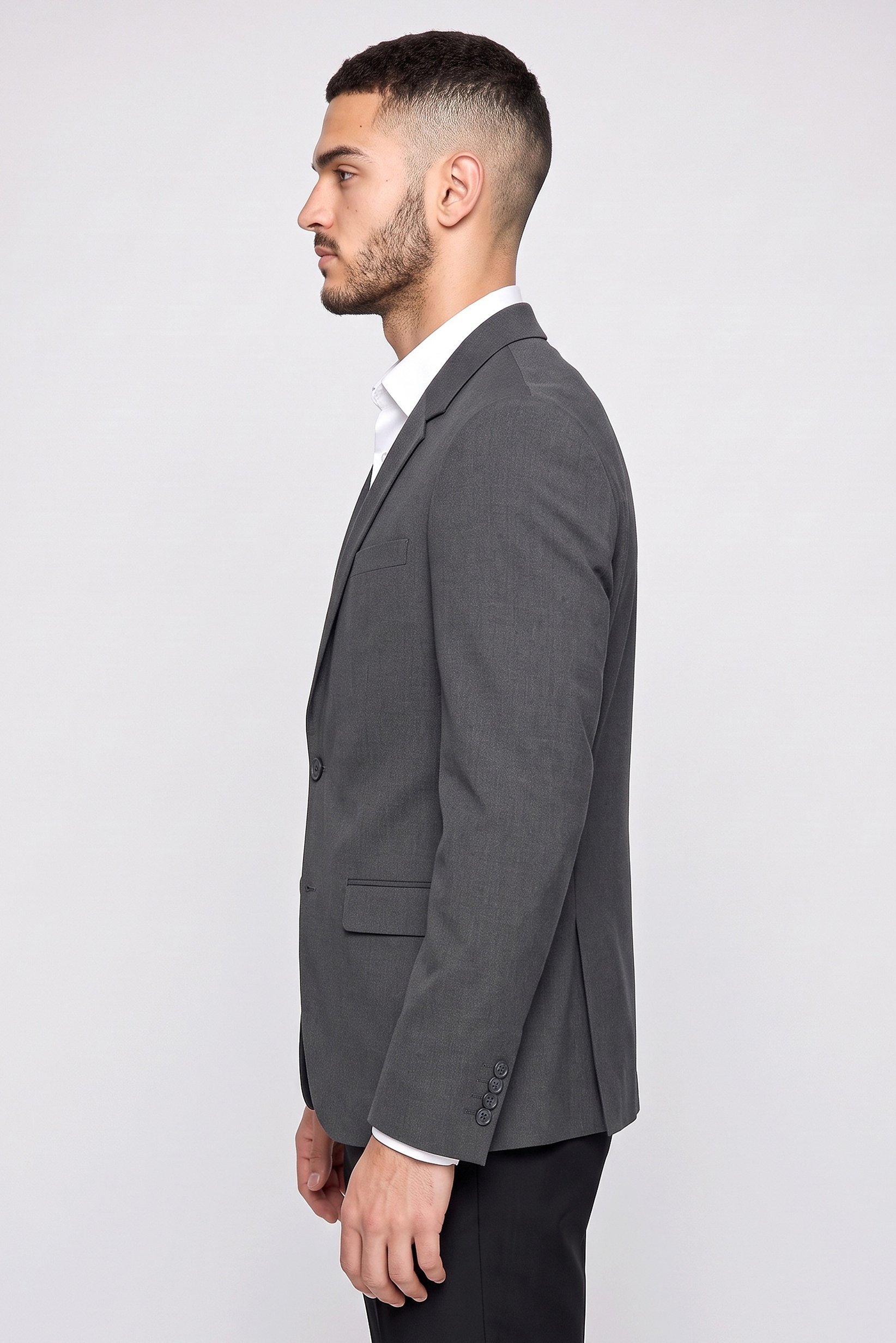 Men Slim Fit Solid Casual Blazer, Grey