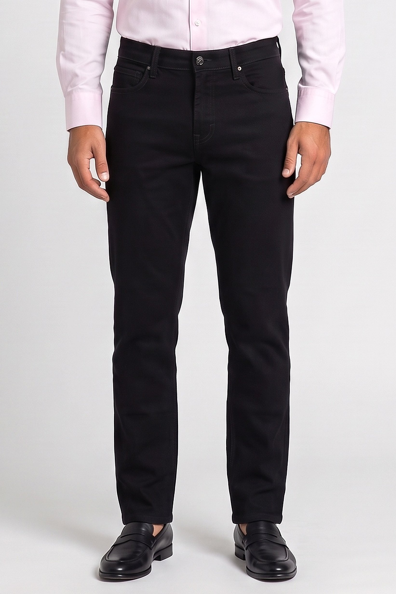 Men Straight Fit Washed Stretchable Jeans, Black