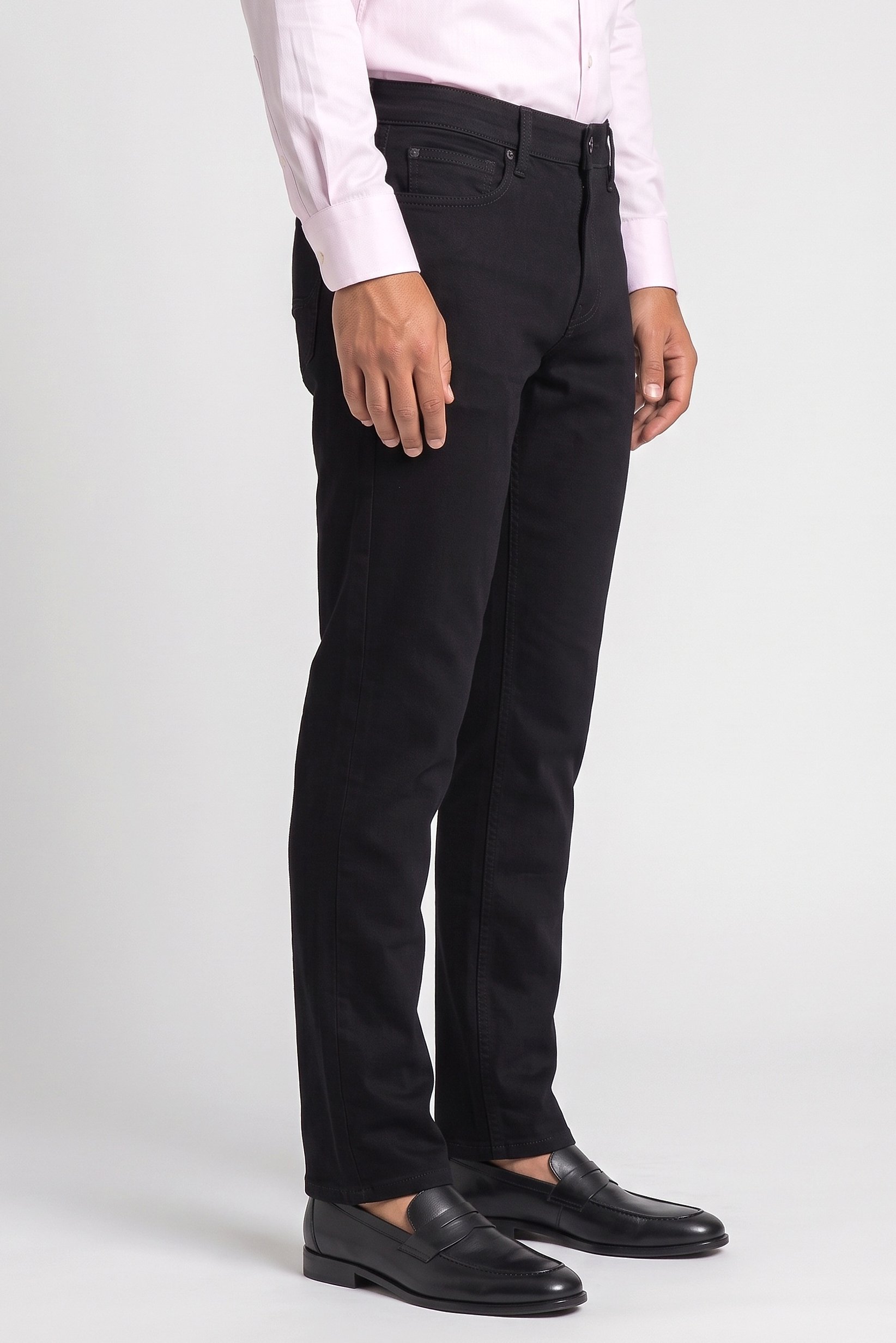 Men Straight Fit Washed Stretchable Jeans, Black