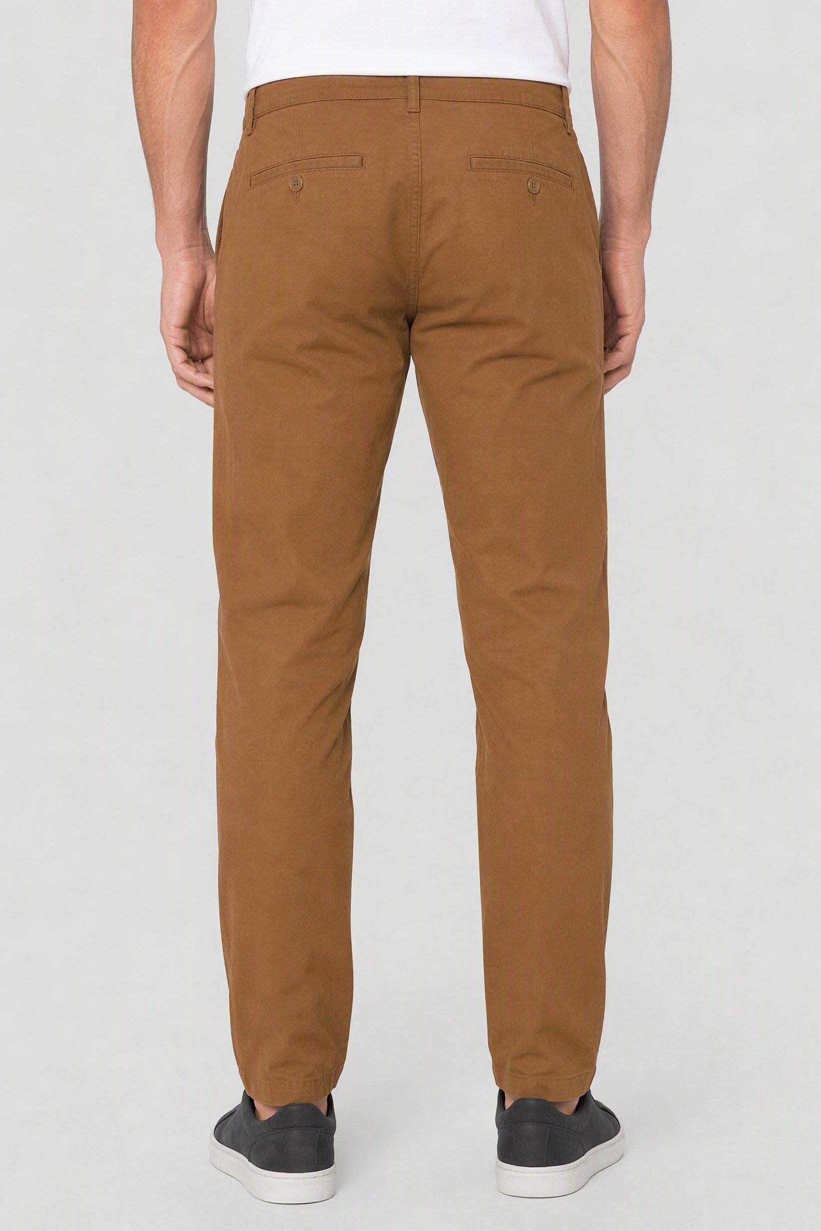 Men Slim Fit Solid Chino Pants, Brown