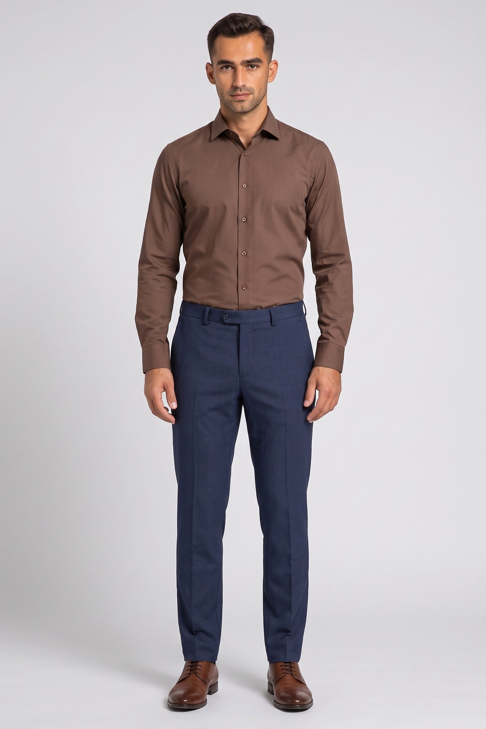 Men Slim Fit Textured Dress Pants, Navy