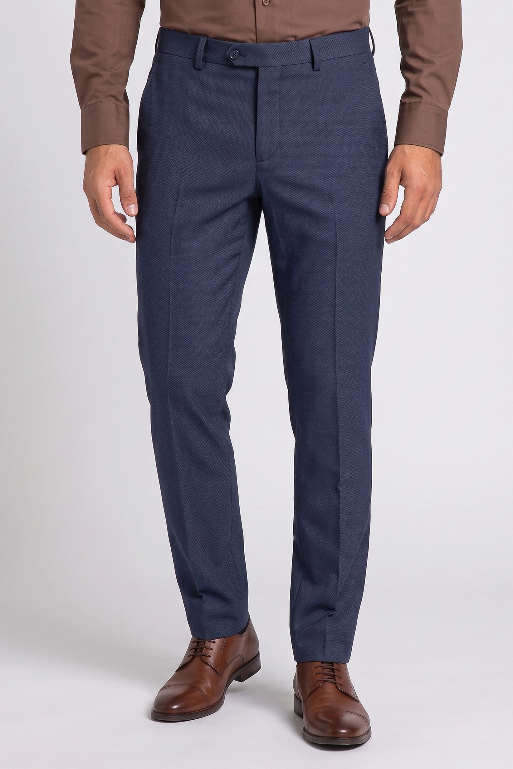 Men Slim Fit Textured Dress Pants, Navy