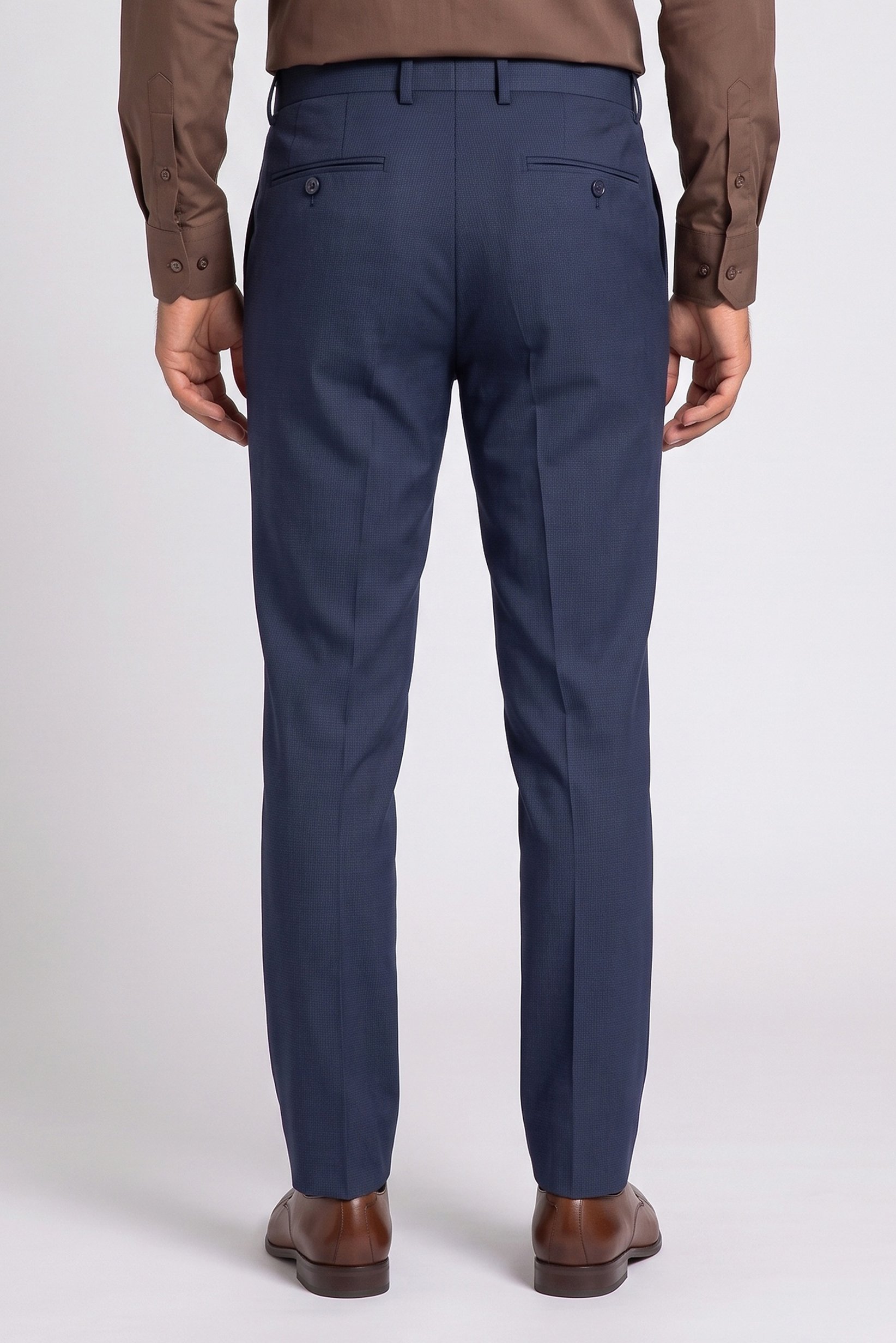 Men Slim Fit Textured Dress Pants, Navy