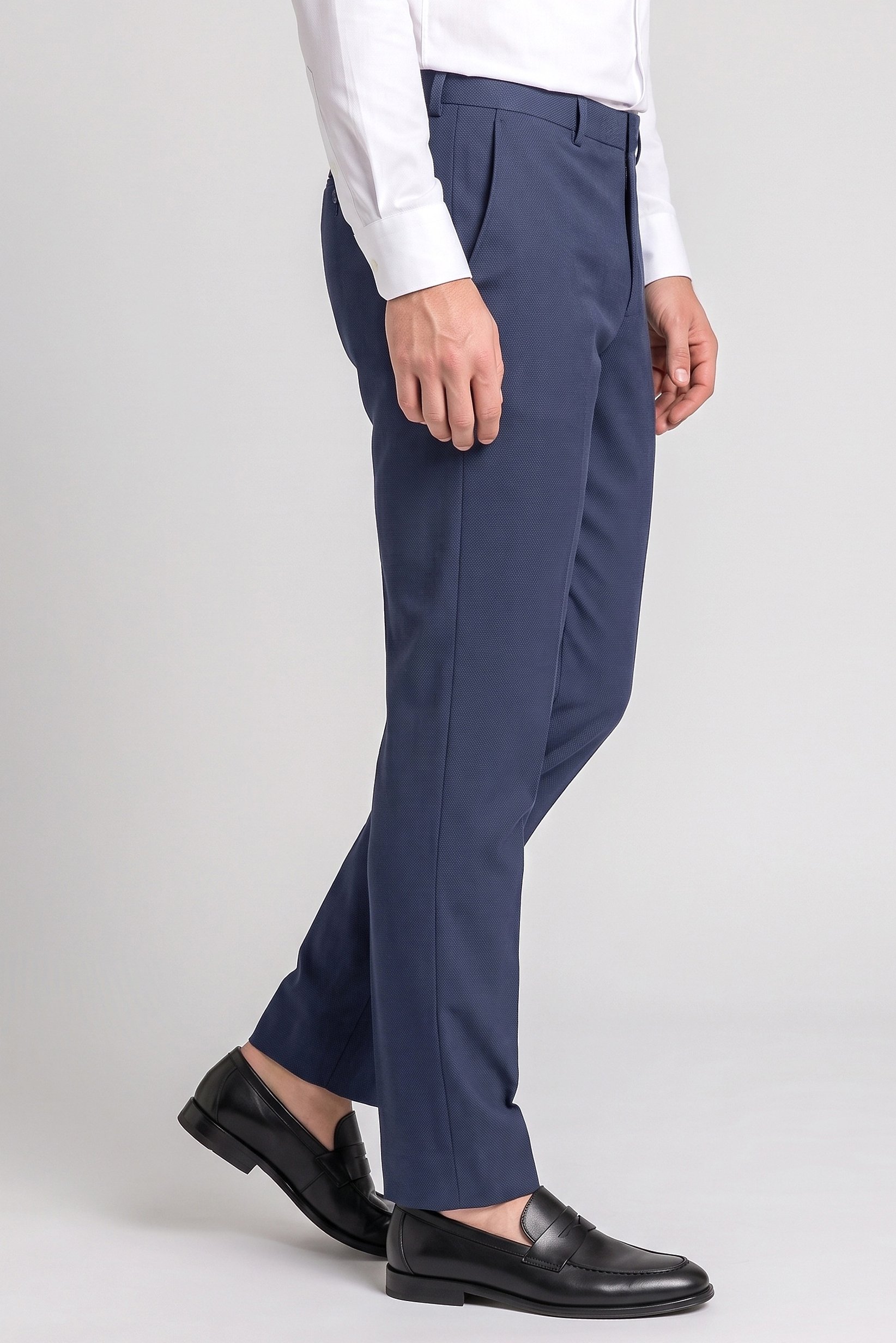 Men Slim Fit Textured Dress Pants, Navy