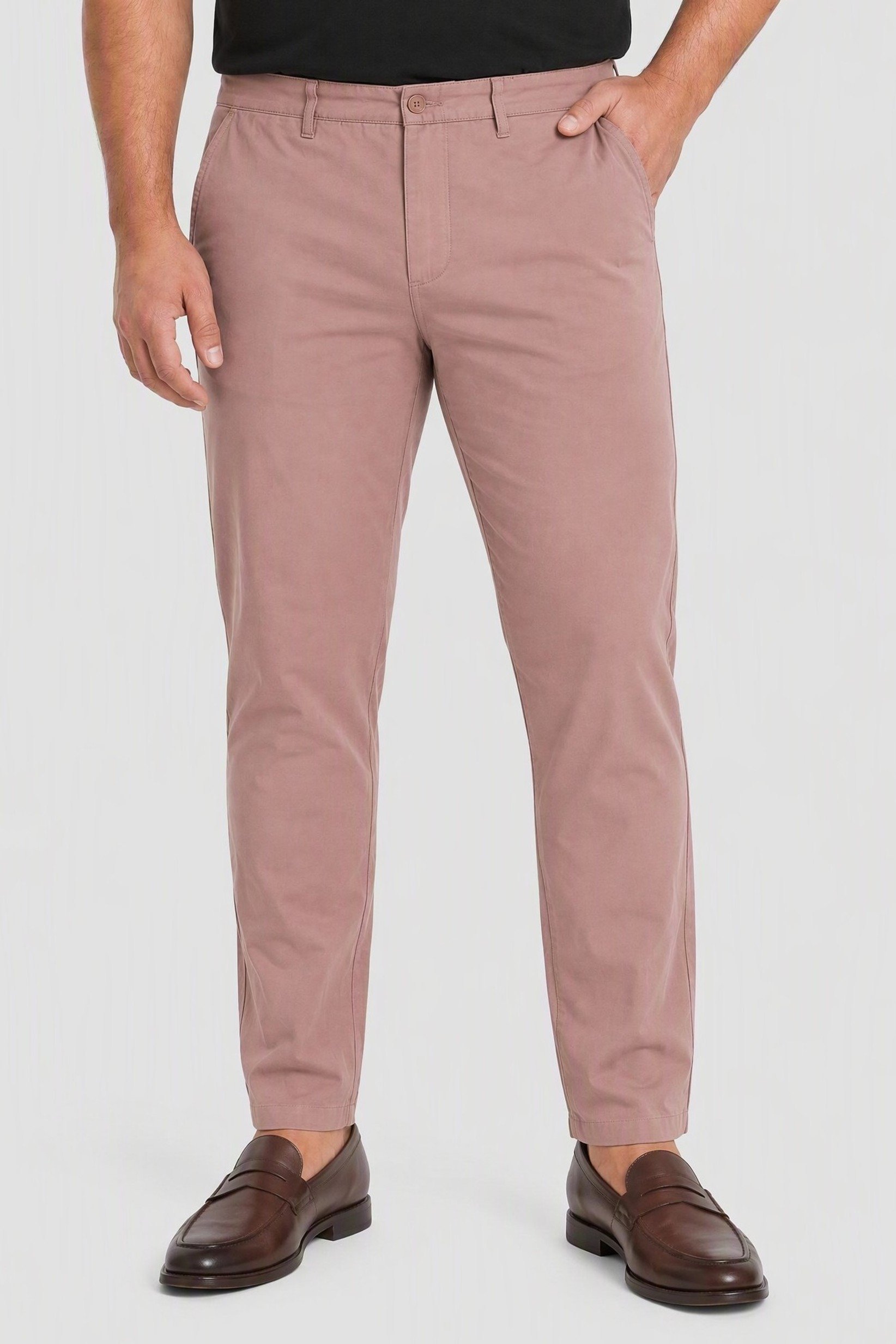 Men Slim Fit Solid Chino Pants, Old Rose