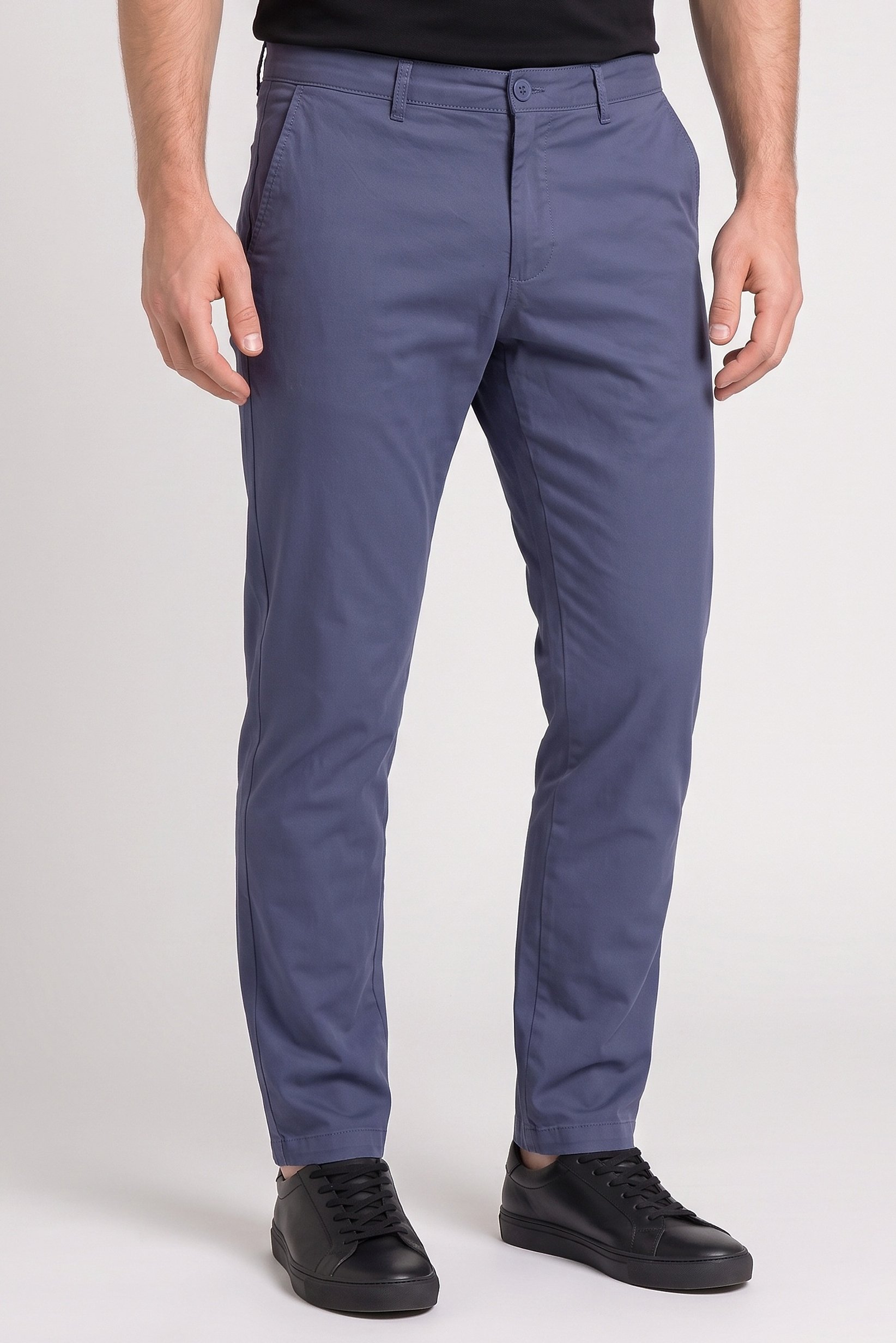 Men Slim Fit Solid Chino Pants, Slate Blue