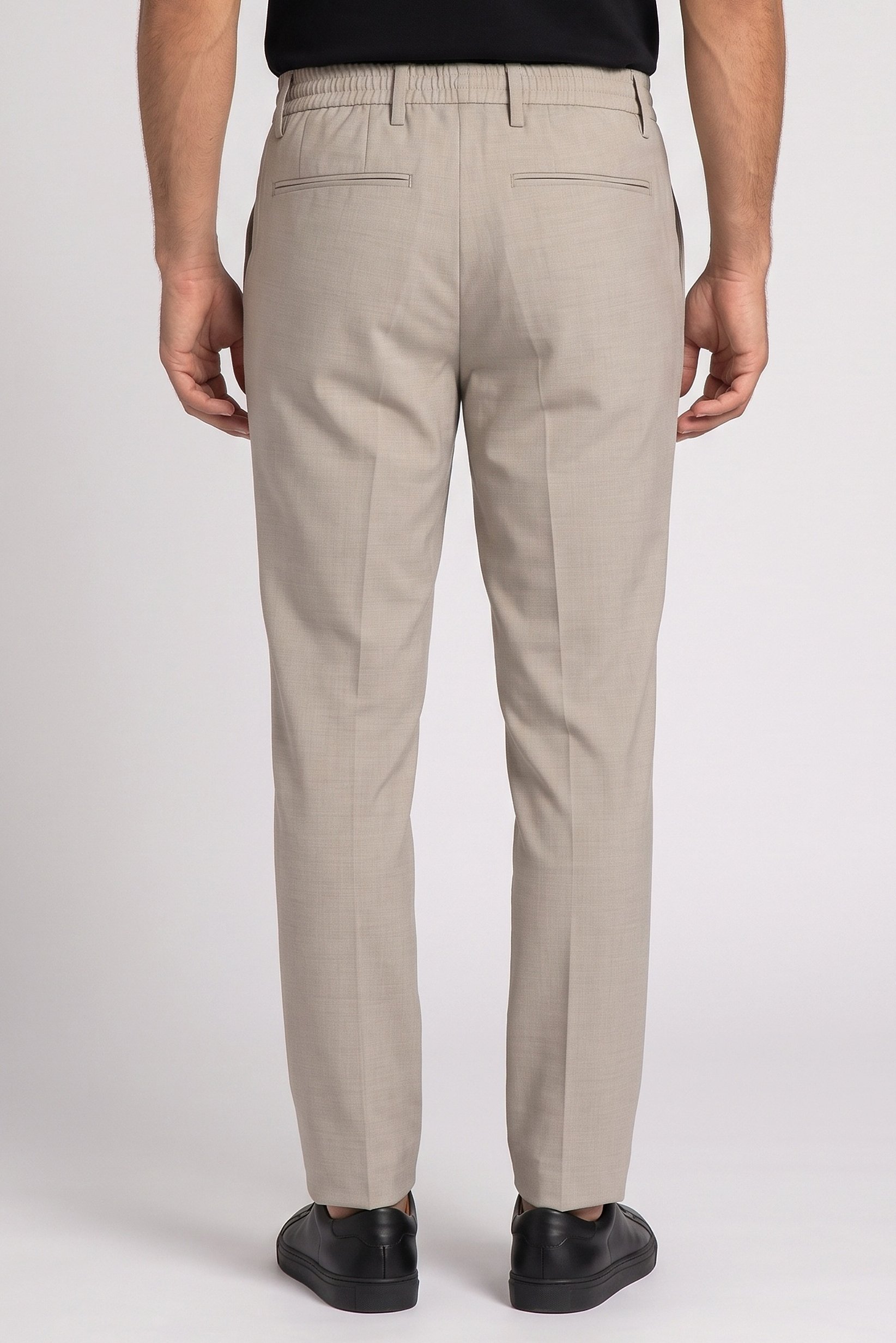 Men Stretch Fit Solid Straight Leg Pants, Heather Beige