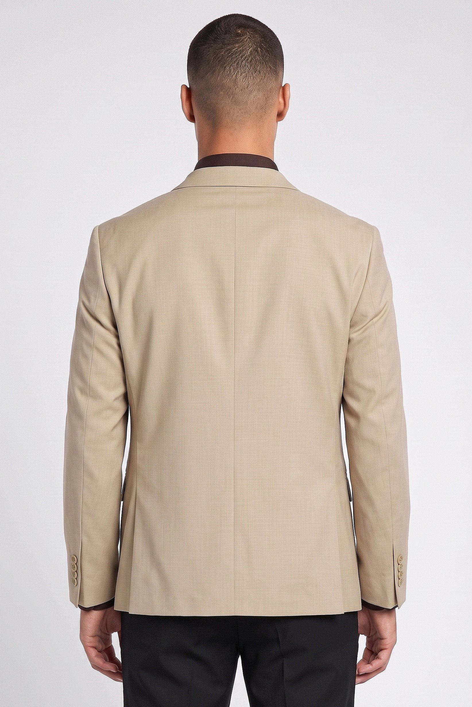 Men Slim Fit Plain Casual Blazer, Beige