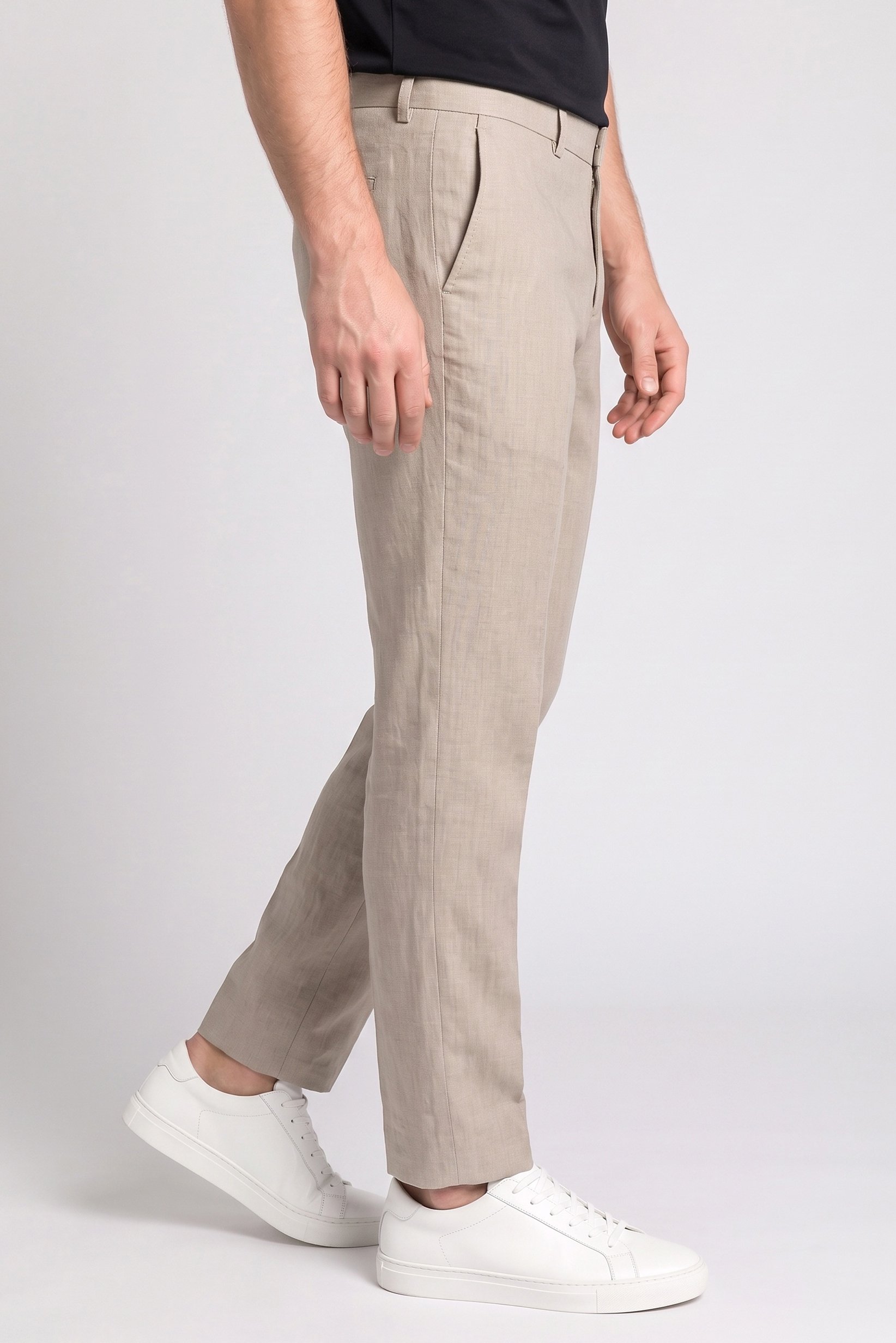 Men Slim Fit Solid Dress Pants, Taupe