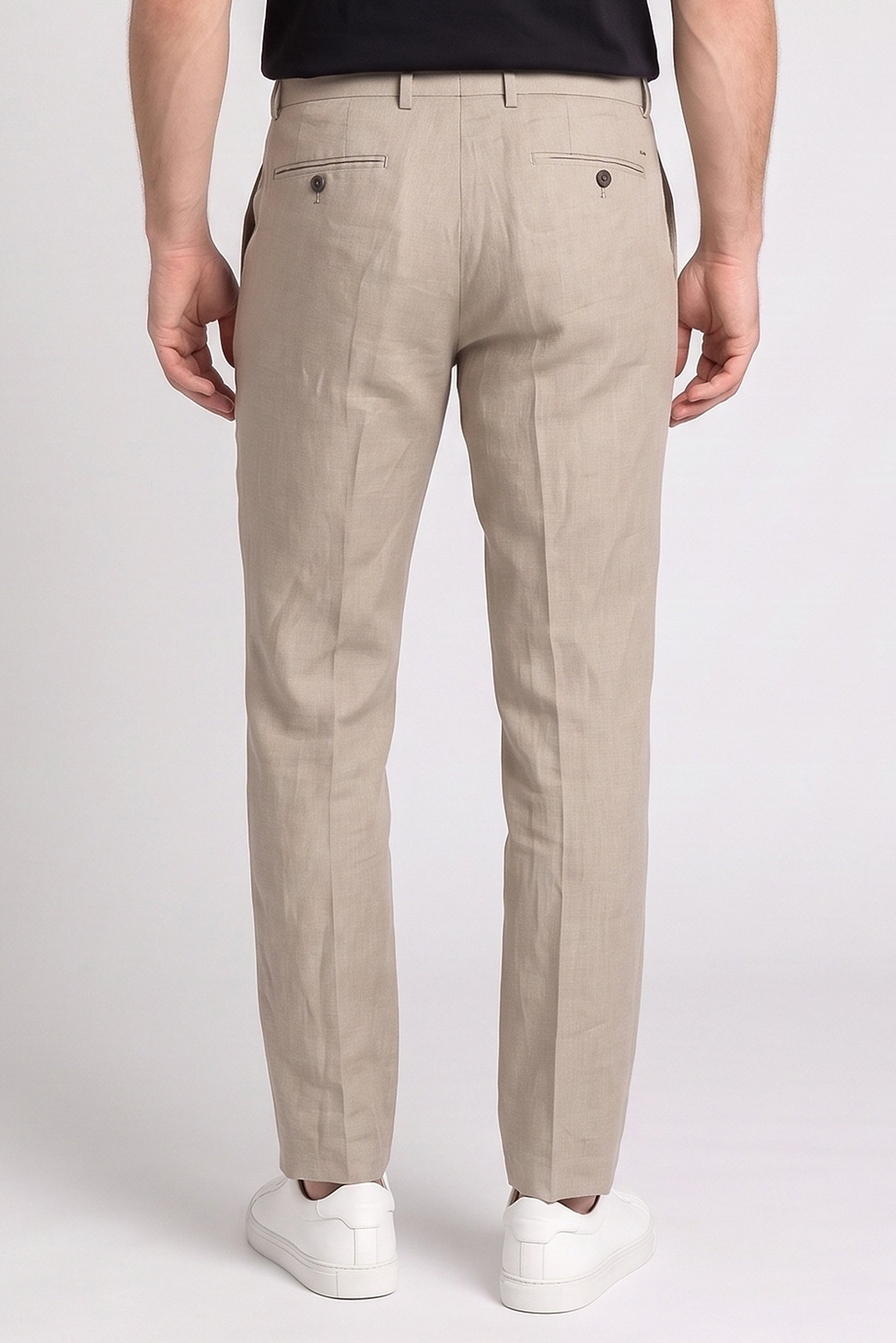 Men Slim Fit Solid Dress Pants, Taupe
