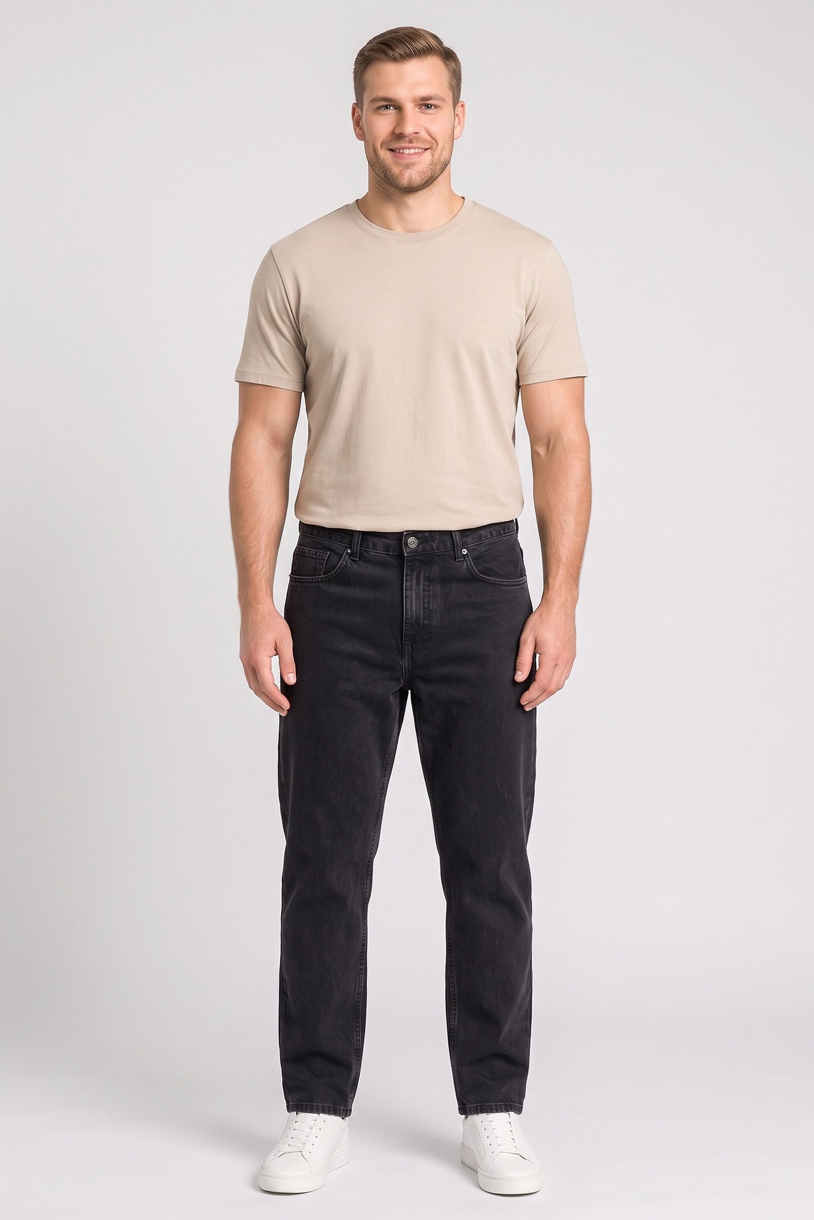 Men Loose Fit Solid Non-Stretchable Jeans, Black