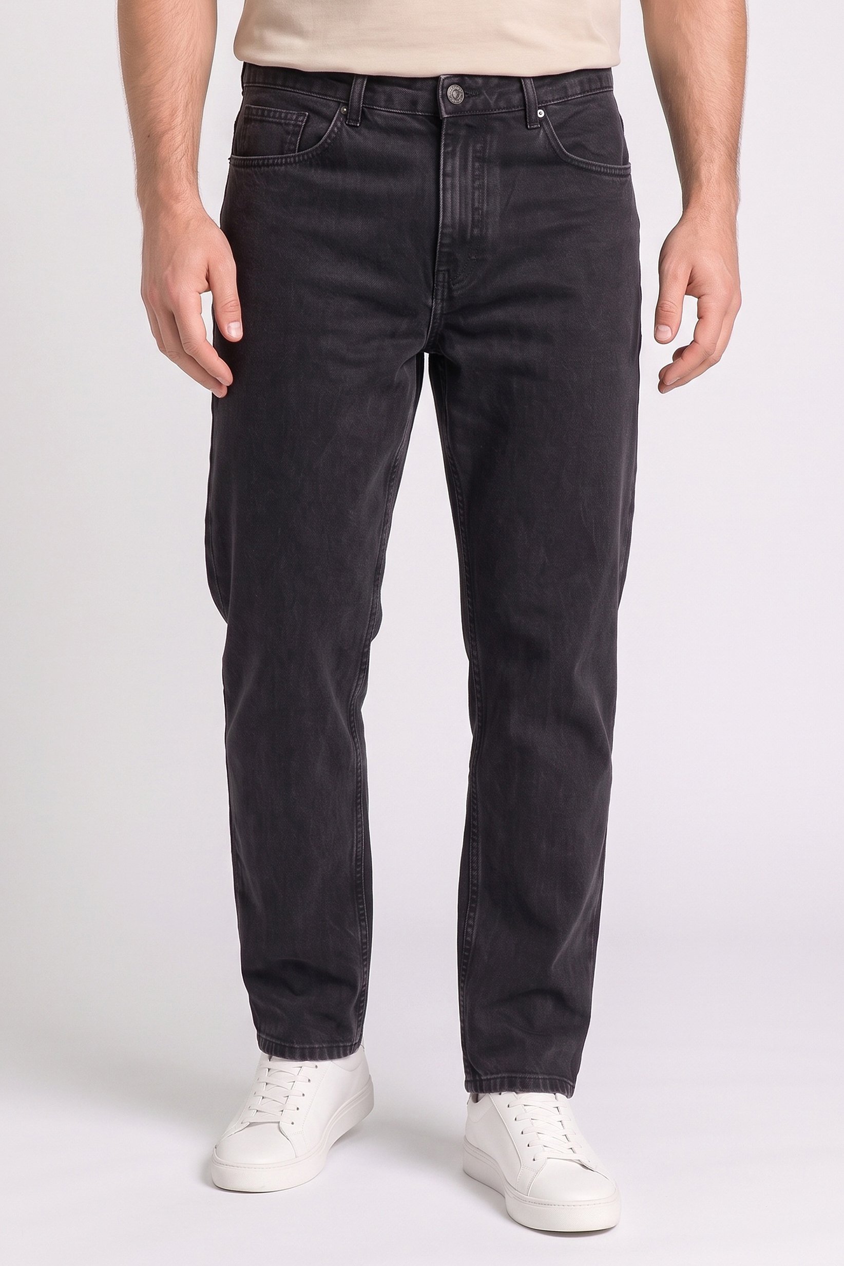 Men Loose Fit Solid Non-Stretchable Jeans, Black
