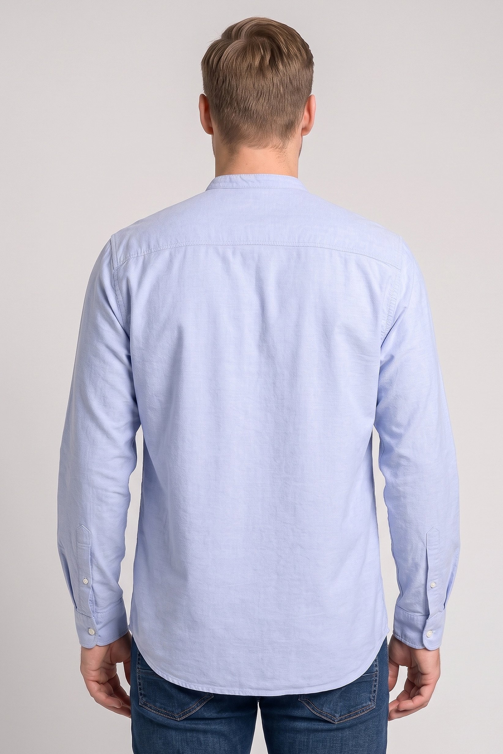 Men Regular Fit Plain Long Sleeve Casual Shirt, Light Blue