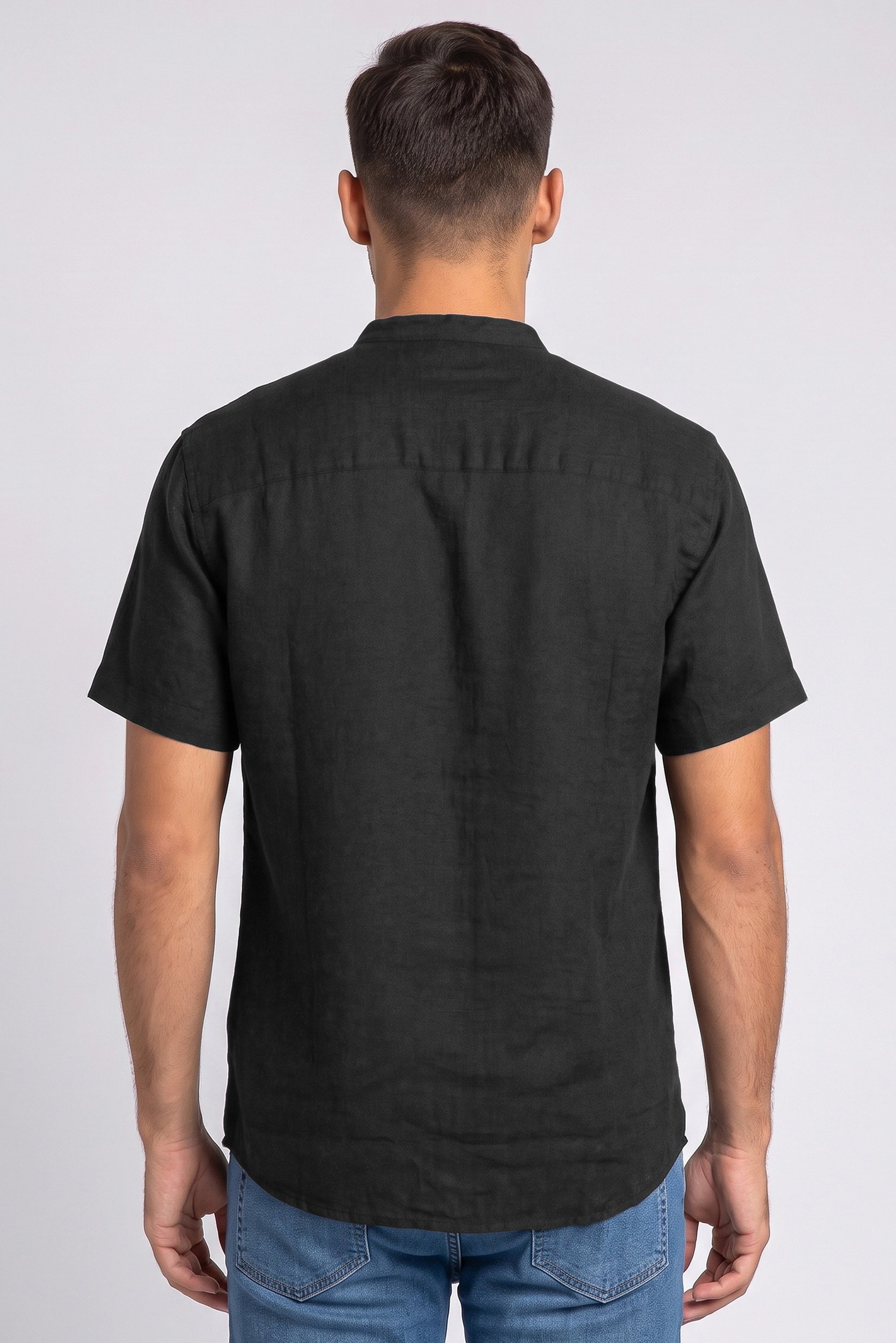 Men Regular Fit Heather Short Sleeves Casual Shirt, Black