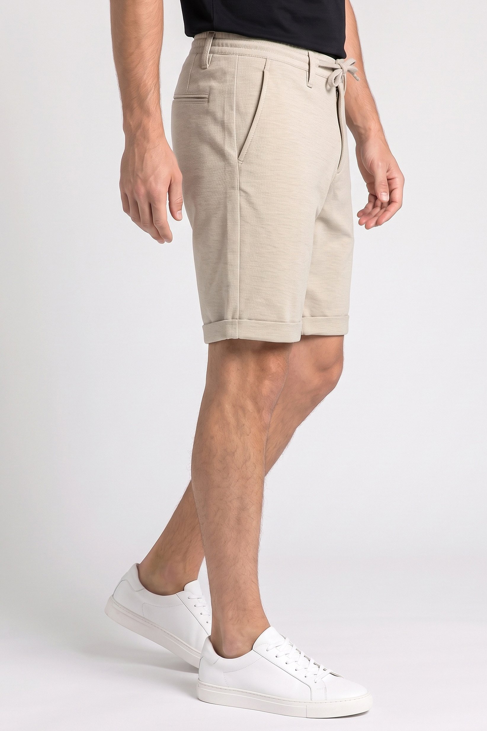 Men Plain Basic Shorts, Beige