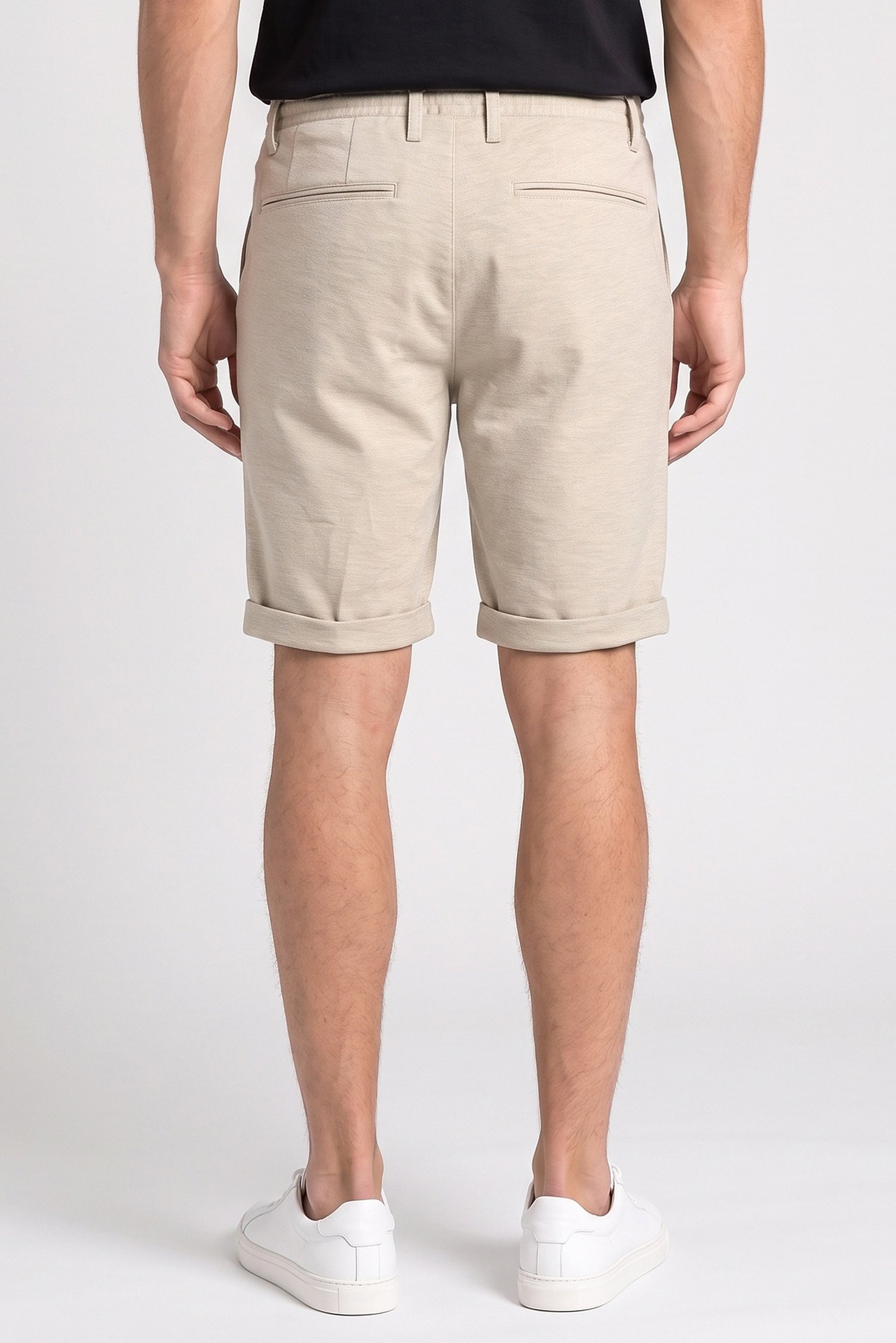 Men Plain Basic Shorts, Beige