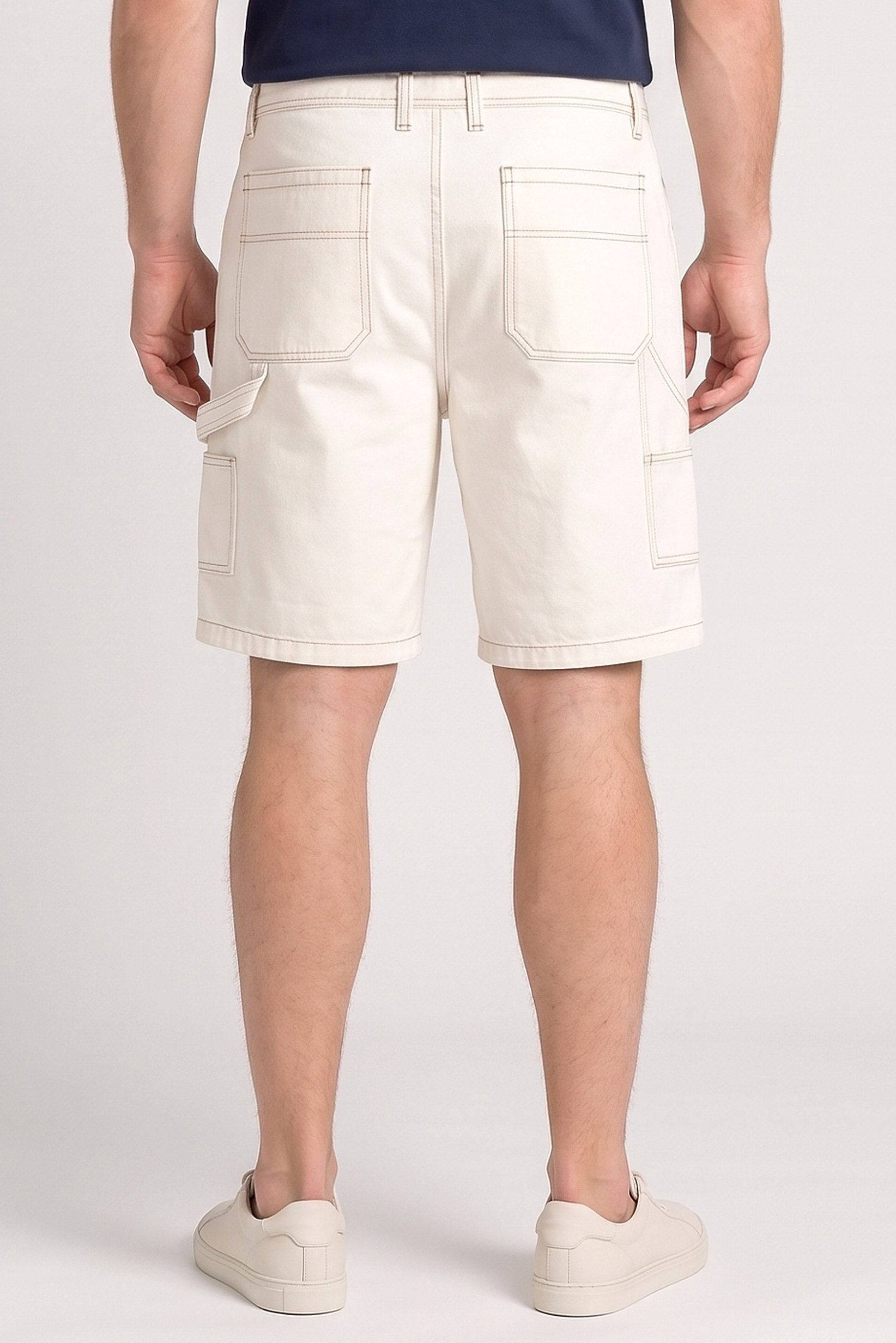 Men Solid Cargo Shorts, Off White