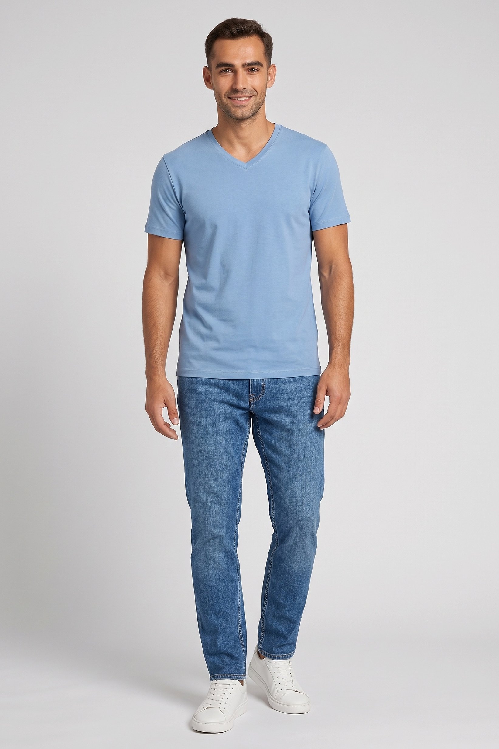 Men Crew Neck Short Sleeve Solid T-Shirt, Slate Blue