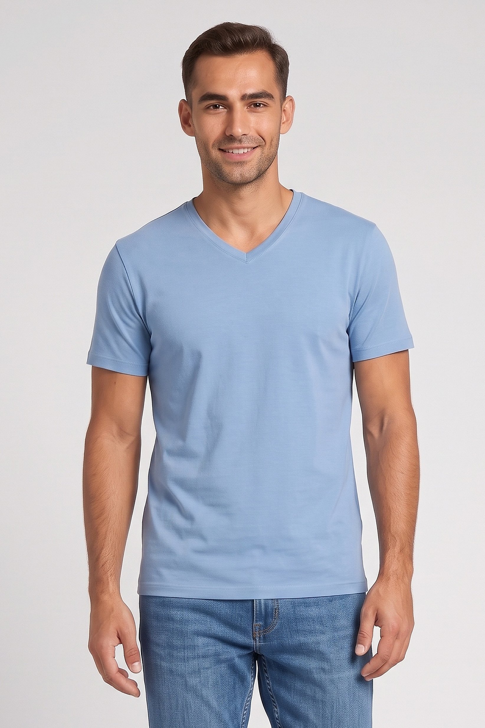 Men Crew Neck Short Sleeve Solid T-Shirt, Slate Blue