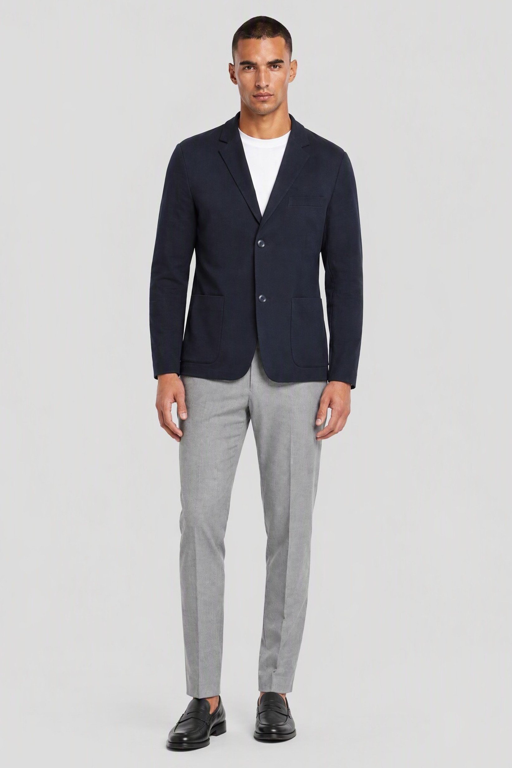 Men Sim Fit Plain Blazer, Black Navy