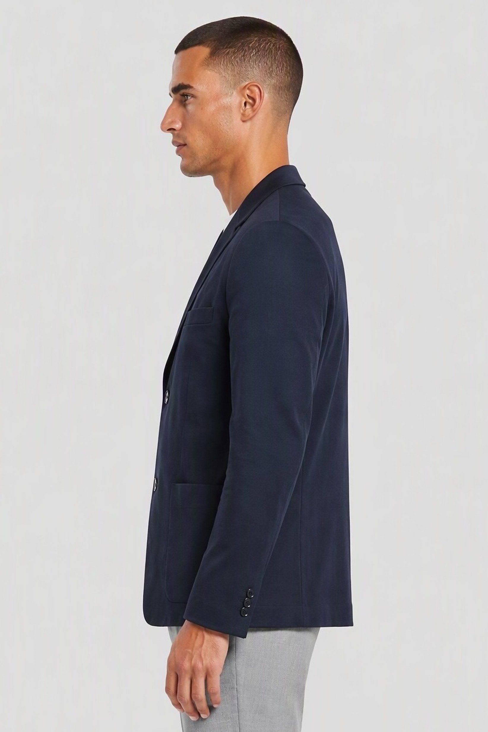 Men Sim Fit Plain Blazer, Black Navy