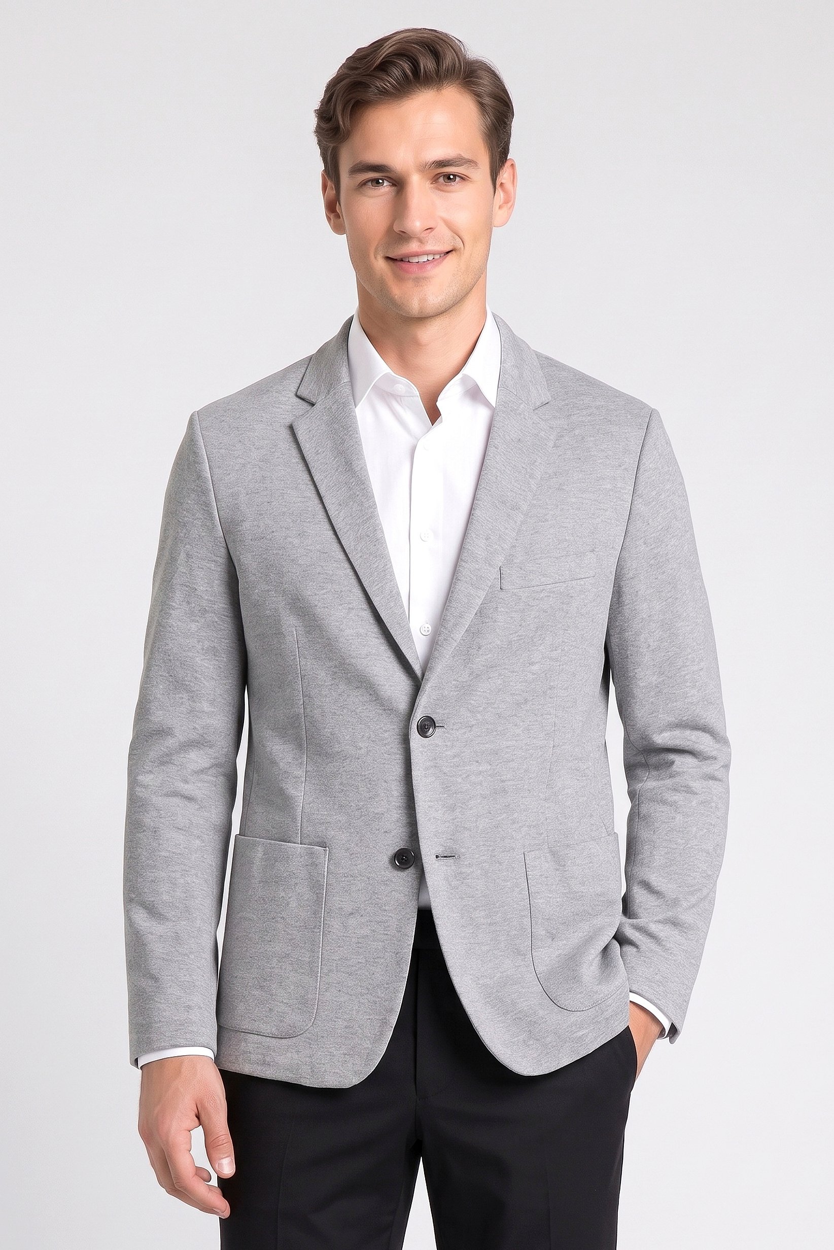 Men Slim Fit Heather Casual Blazer, Grey