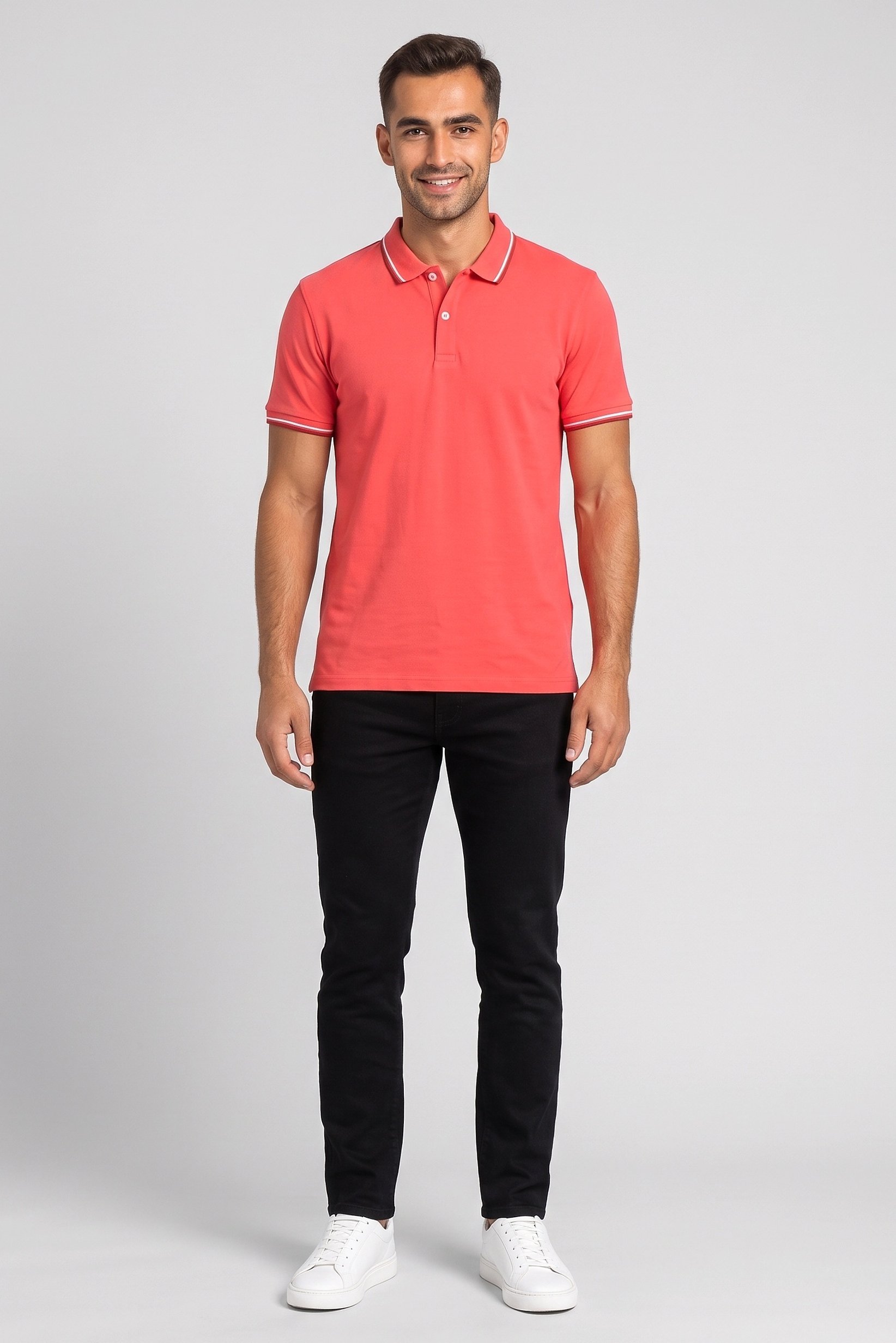 Men Regular Fit Solid Short Sleeve Polo Shirt, Red