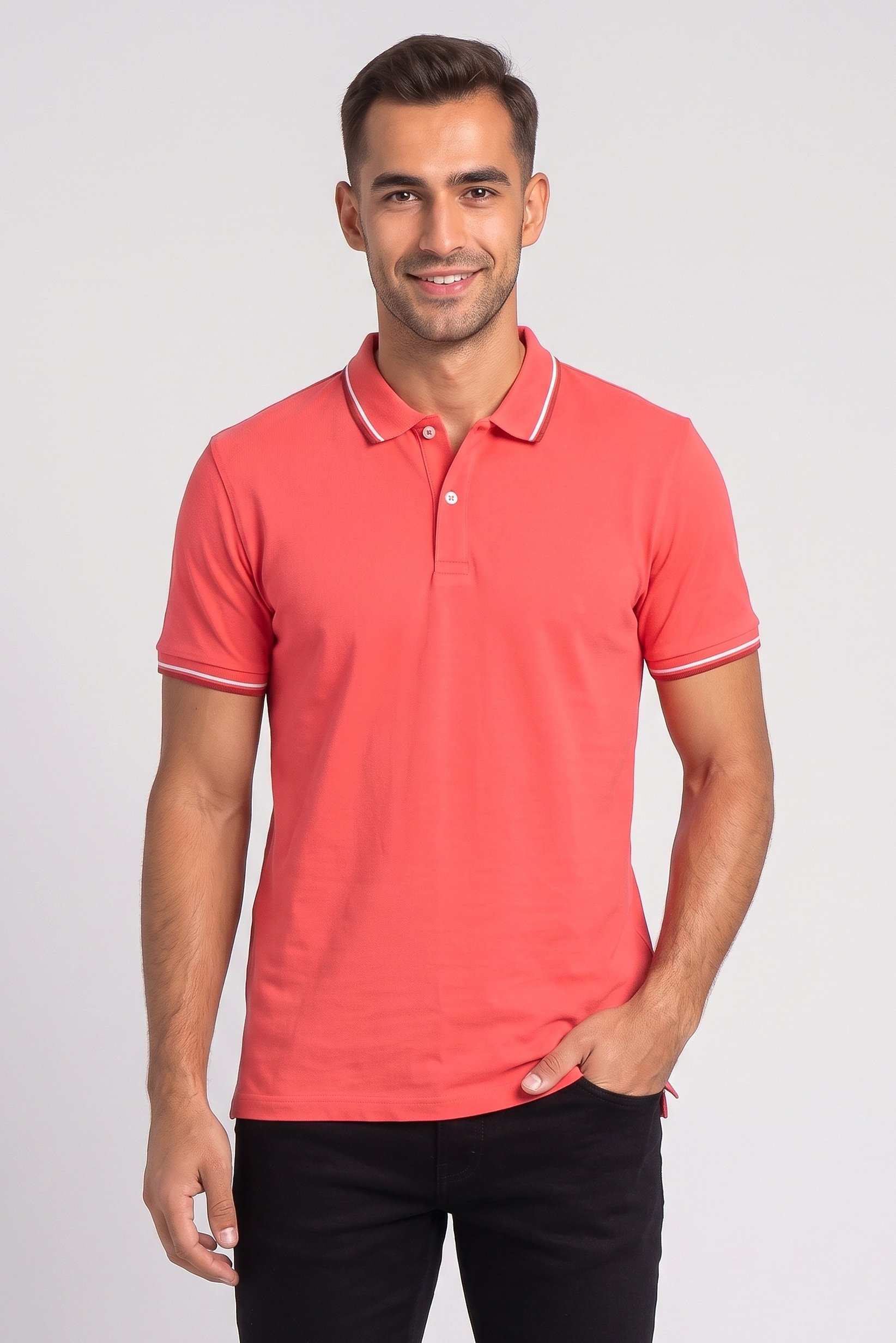 Men Regular Fit Solid Short Sleeve Polo Shirt, Red