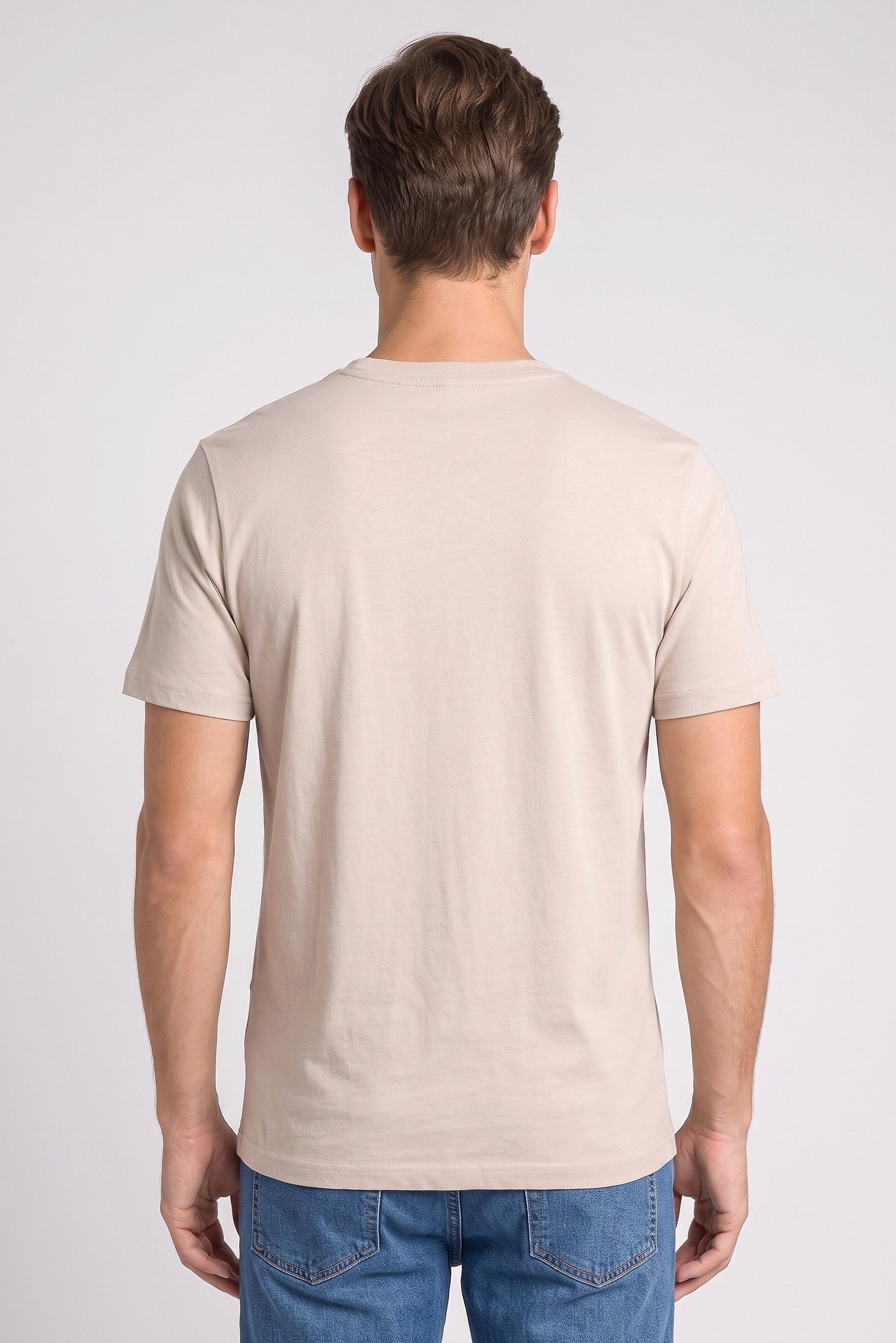 Men Crew Neck Short Sleeve Graphic Print T-Shirt, Taupe