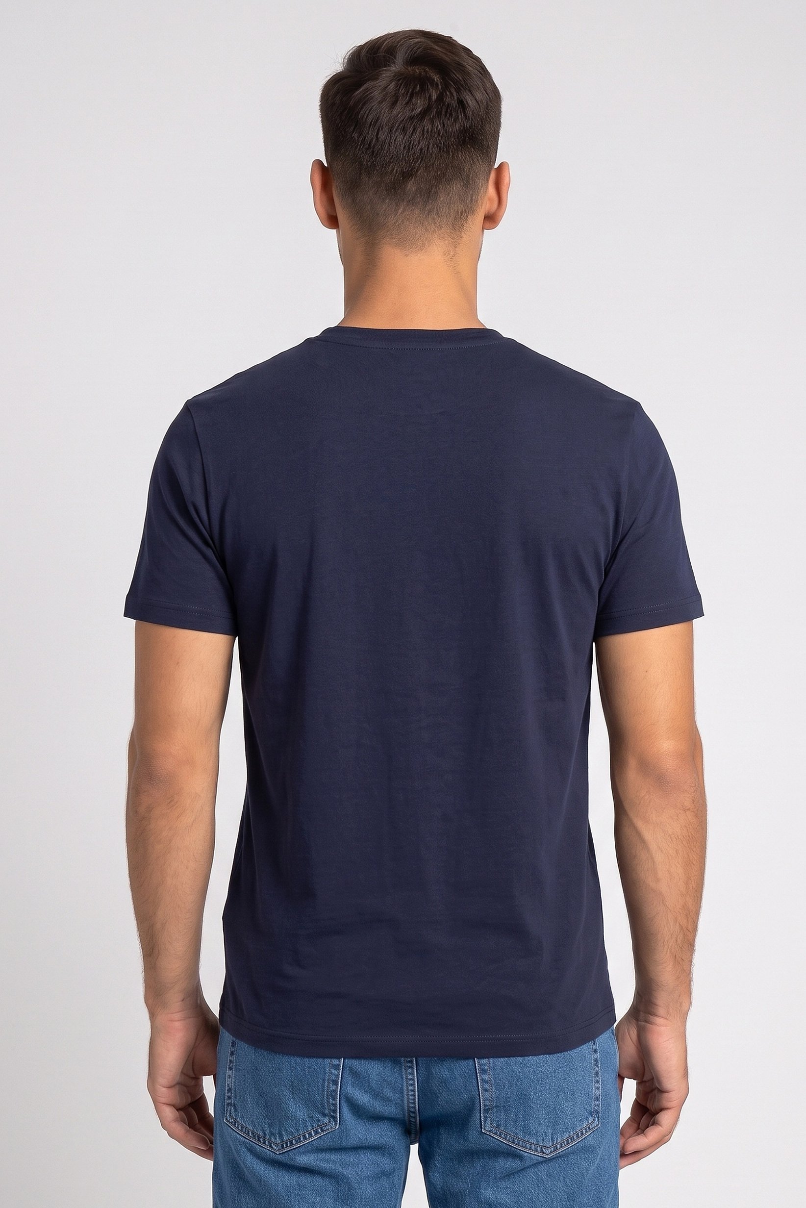 Men Crew Neck Short Sleeve Textured T-Shirt, Navy