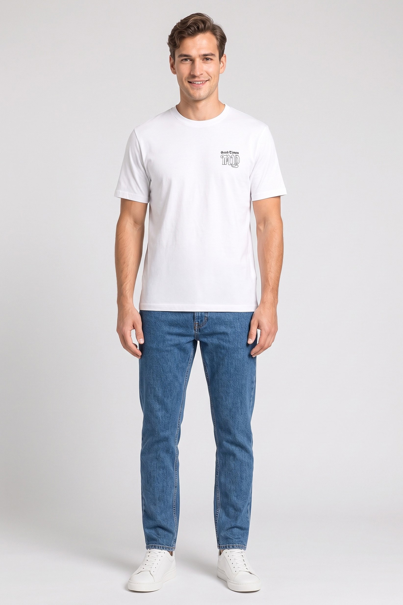Men Crew Neck Short Sleeve Graphic Print T-Shirt, White