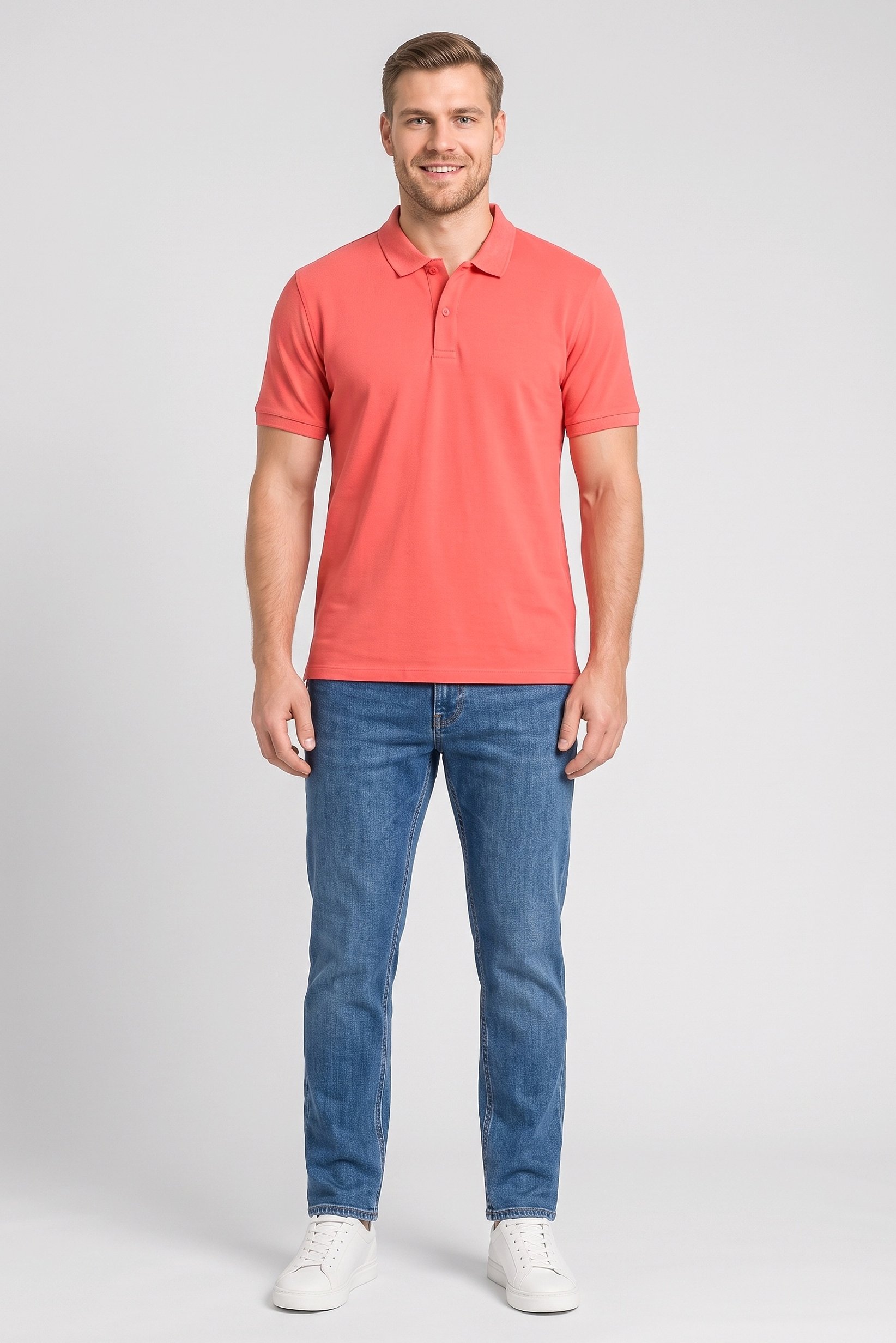 Men Regular Fit Plain Short Sleeve Polo Shirts, Red