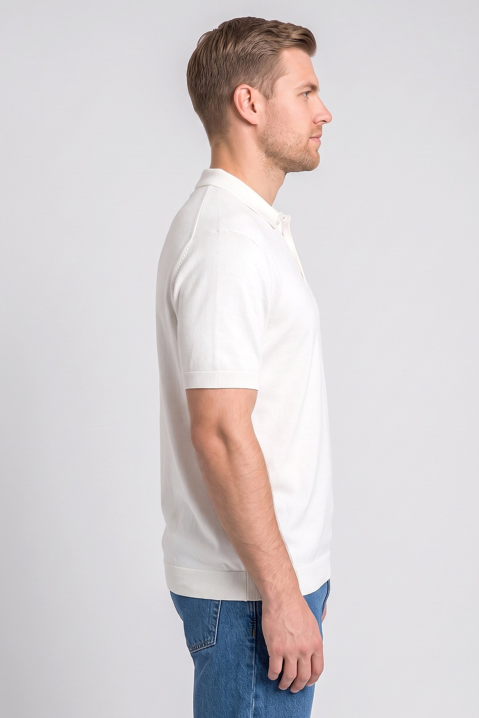 Men Regular Fit Plain Short Sleeve Polo Shirt, White