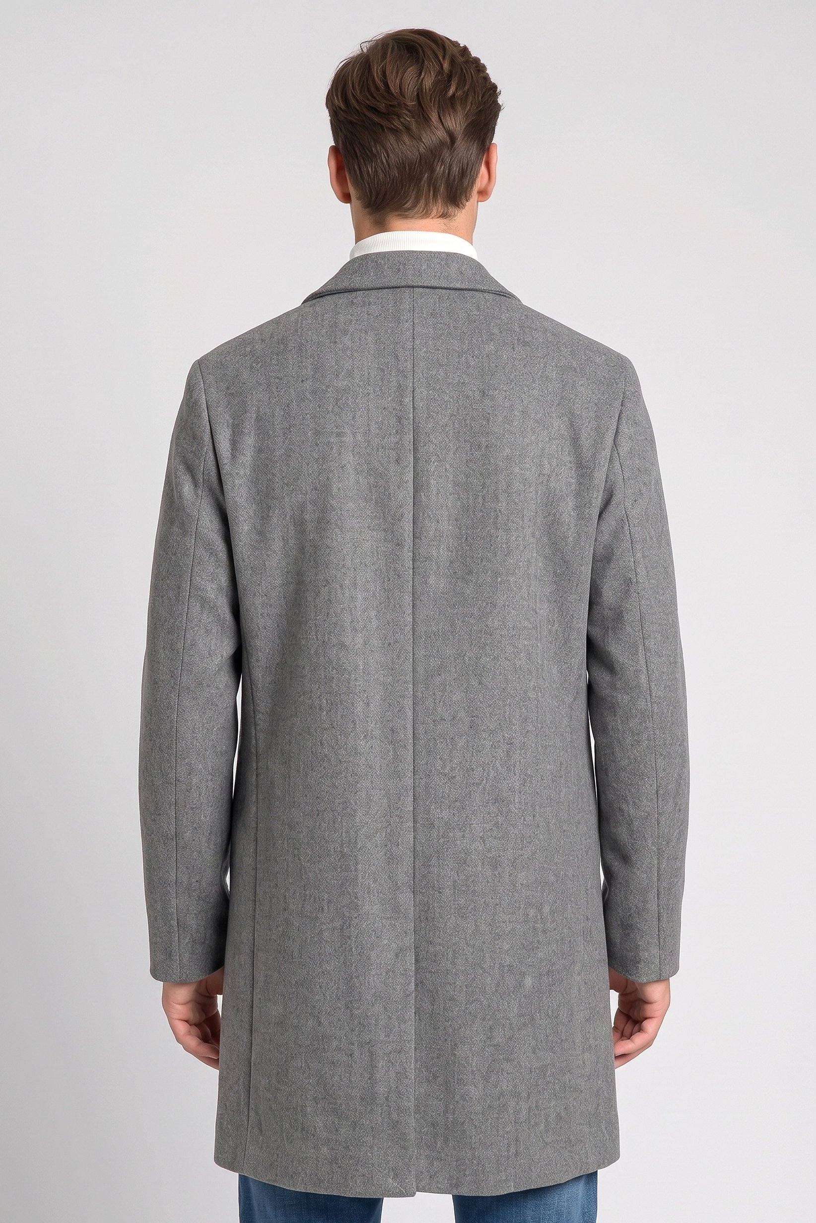 Men Plain Trench Coat, Dark Grey