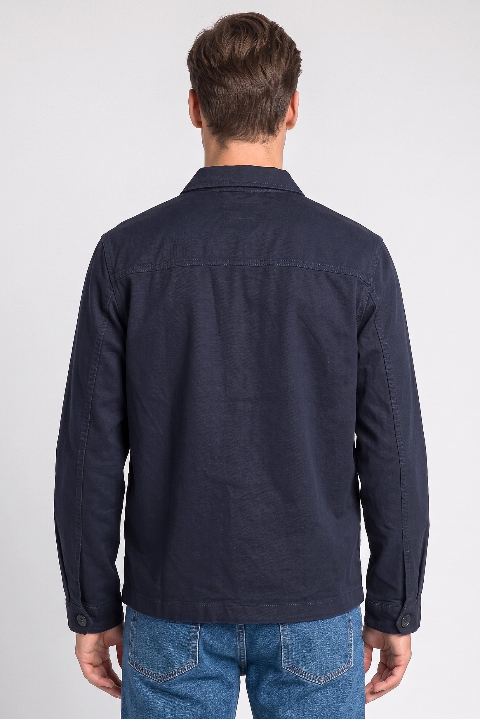 Men Solid Jacket Shirt, Navy