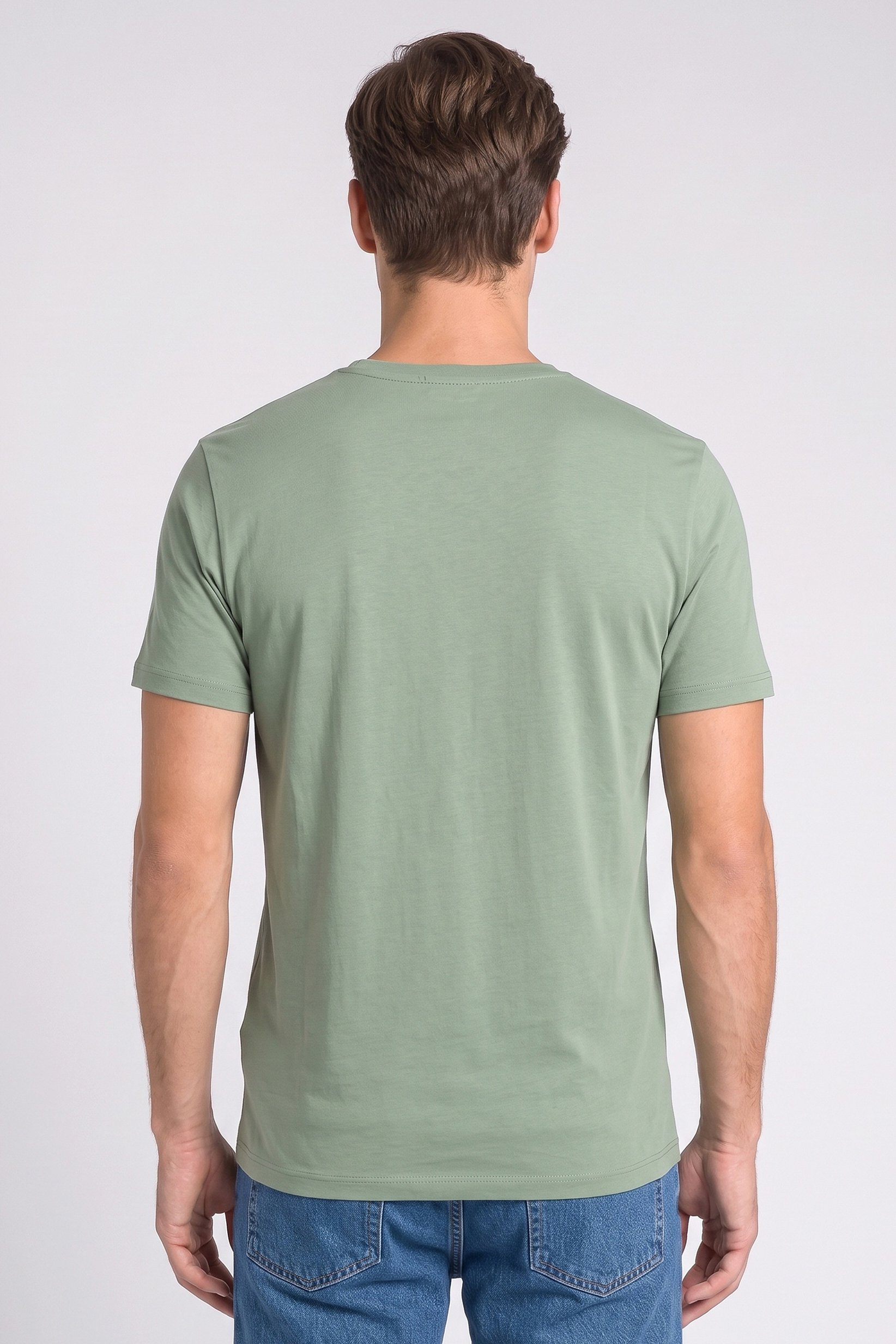 Men V-Neck Short Sleeve Solid T-Shirt, Green