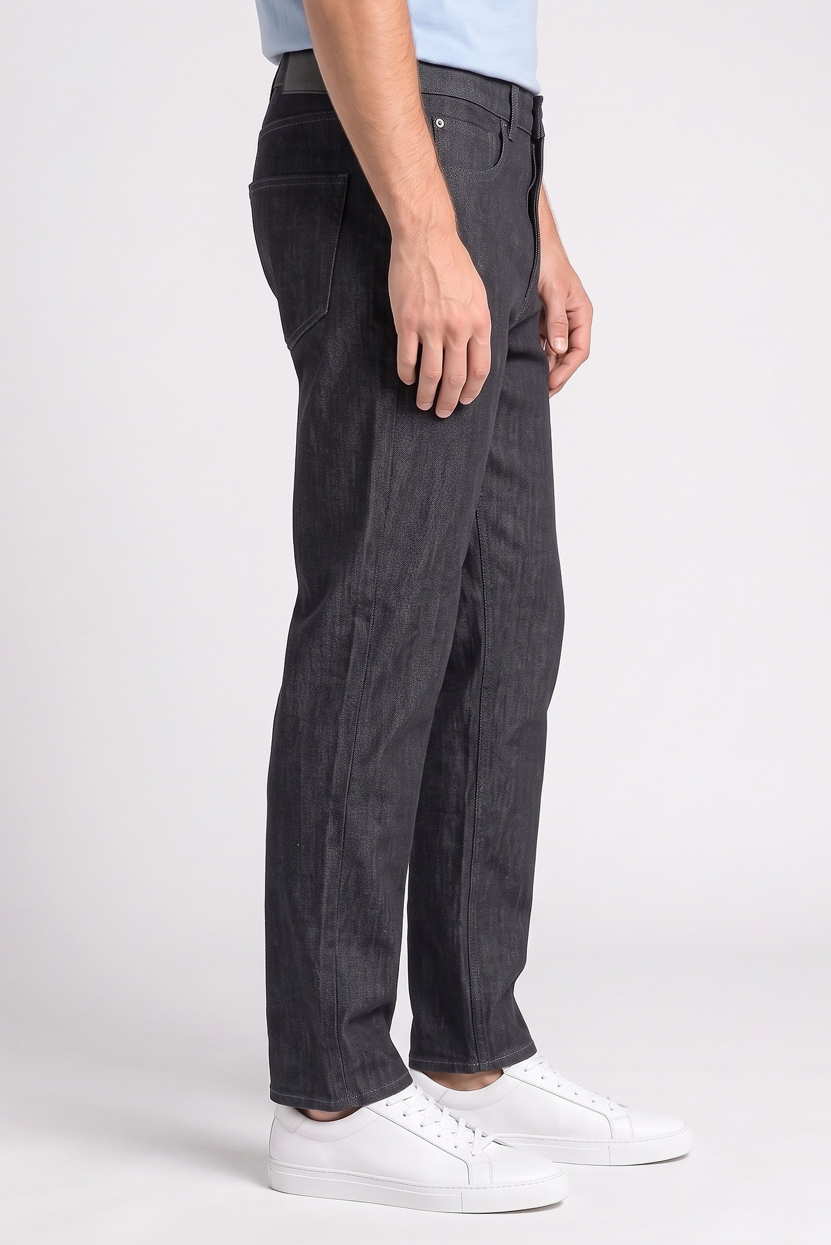 Men Straight Fit Washed Stretchable Jeans, Black