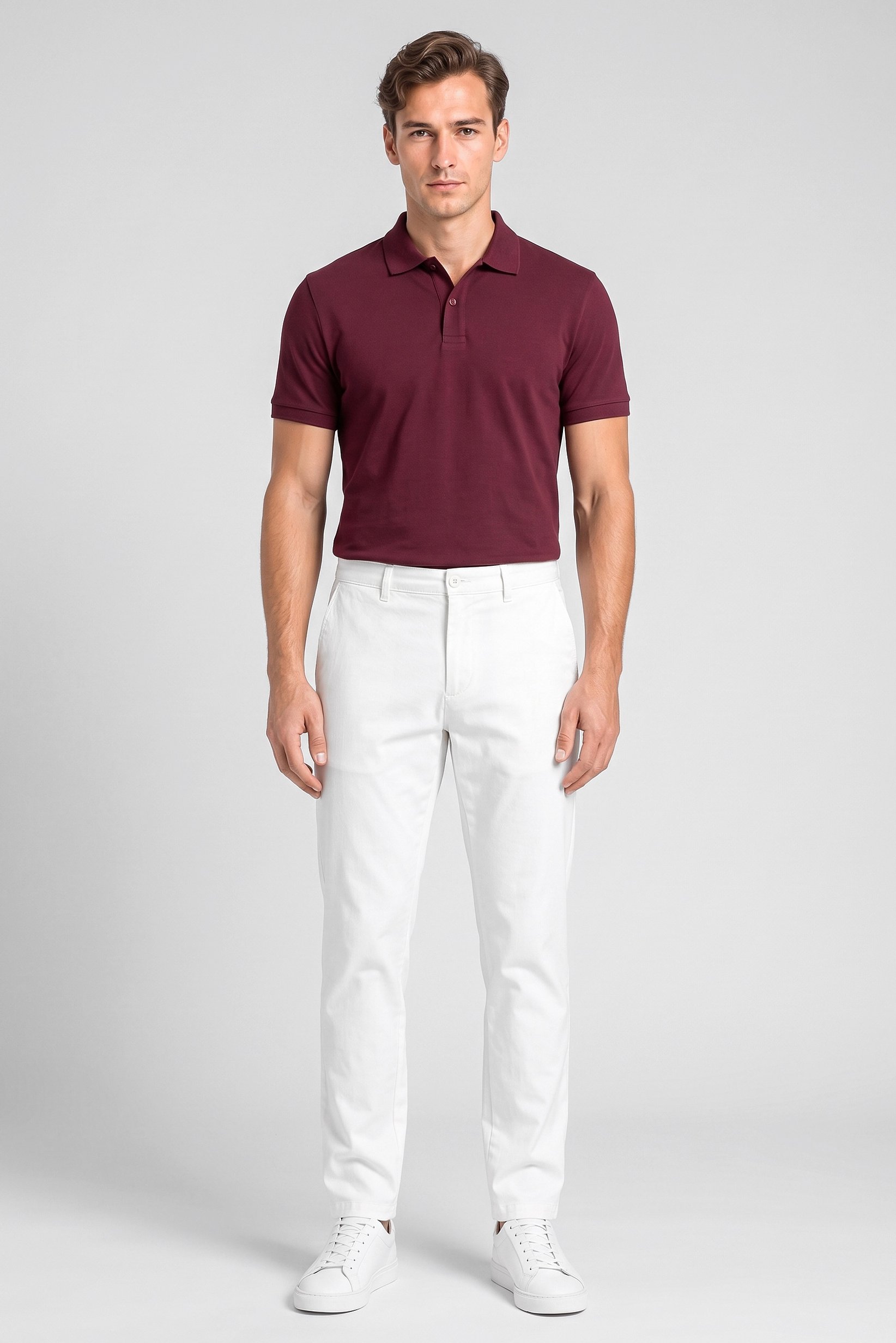 Men Straight Fit Solid Chino Pants, White