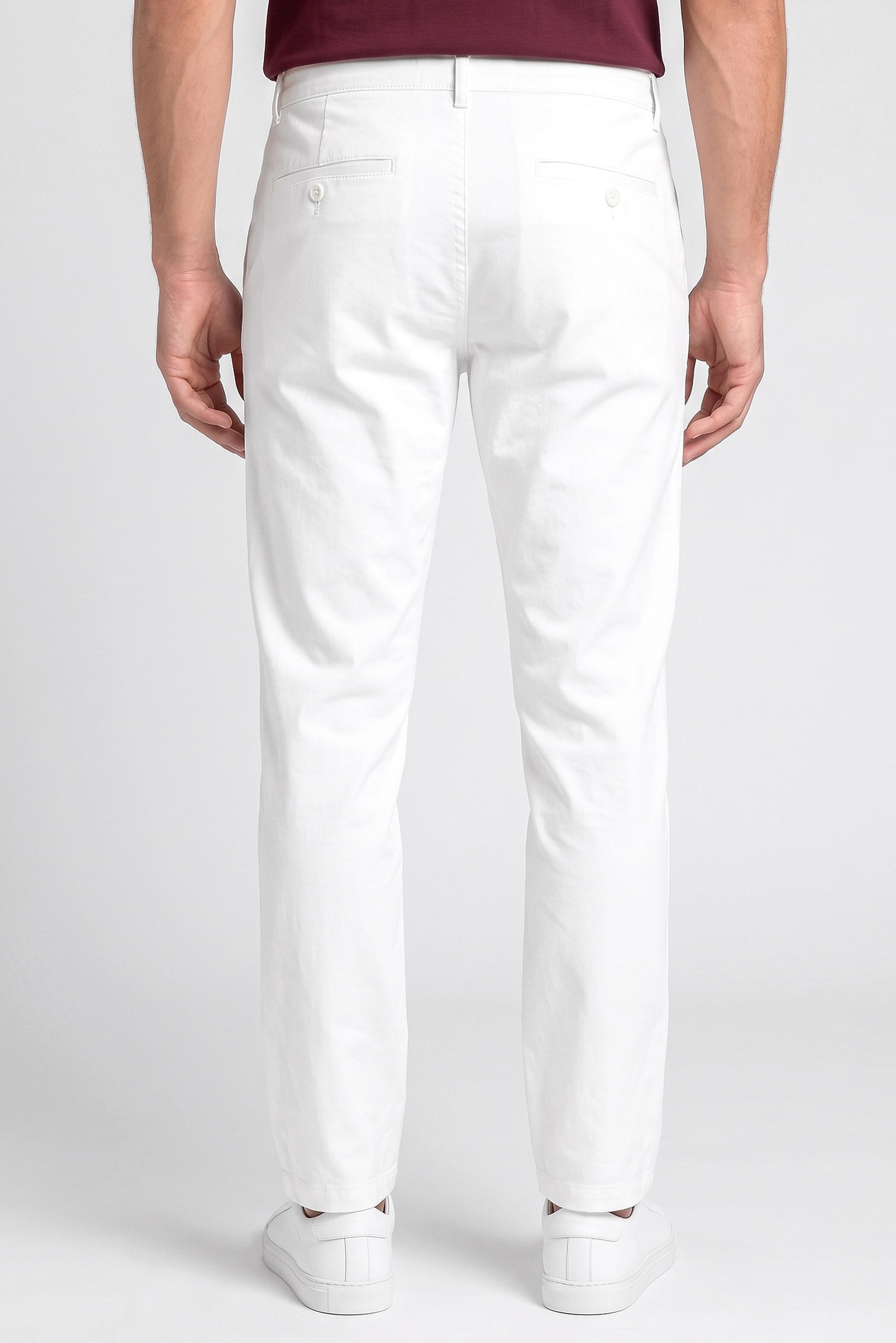Men Straight Fit Solid Chino Pants, White