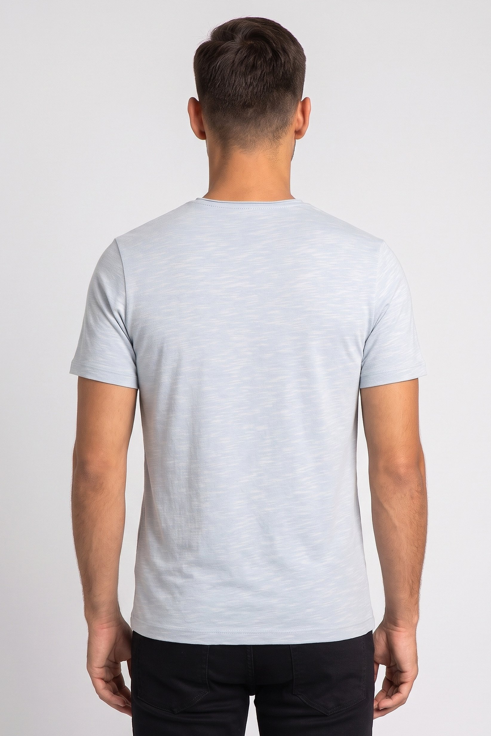 Men Crew Neck Short Sleeve Plain T-Shirt, Dusty Blue