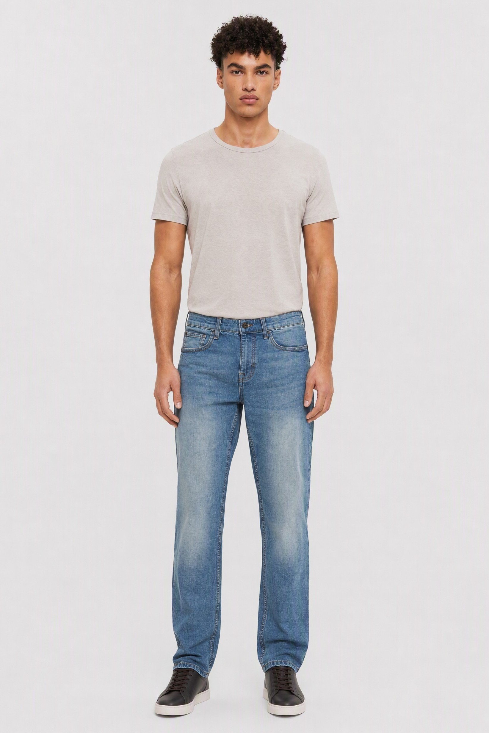 Men Regular Fit Washed Stretchable Jeans, Blue