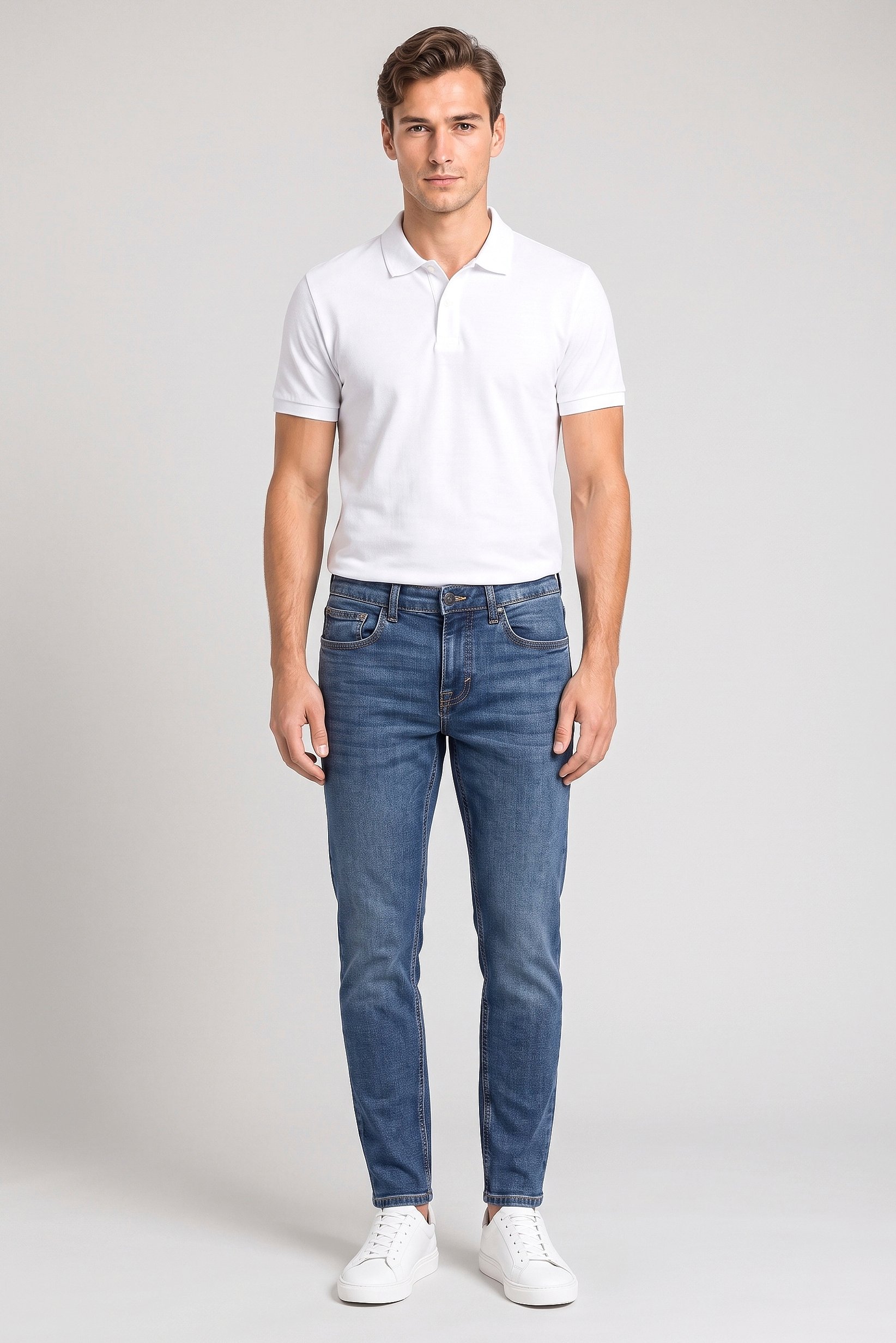 Men Slim Fit Washed Stretchable Jeans, Blue
