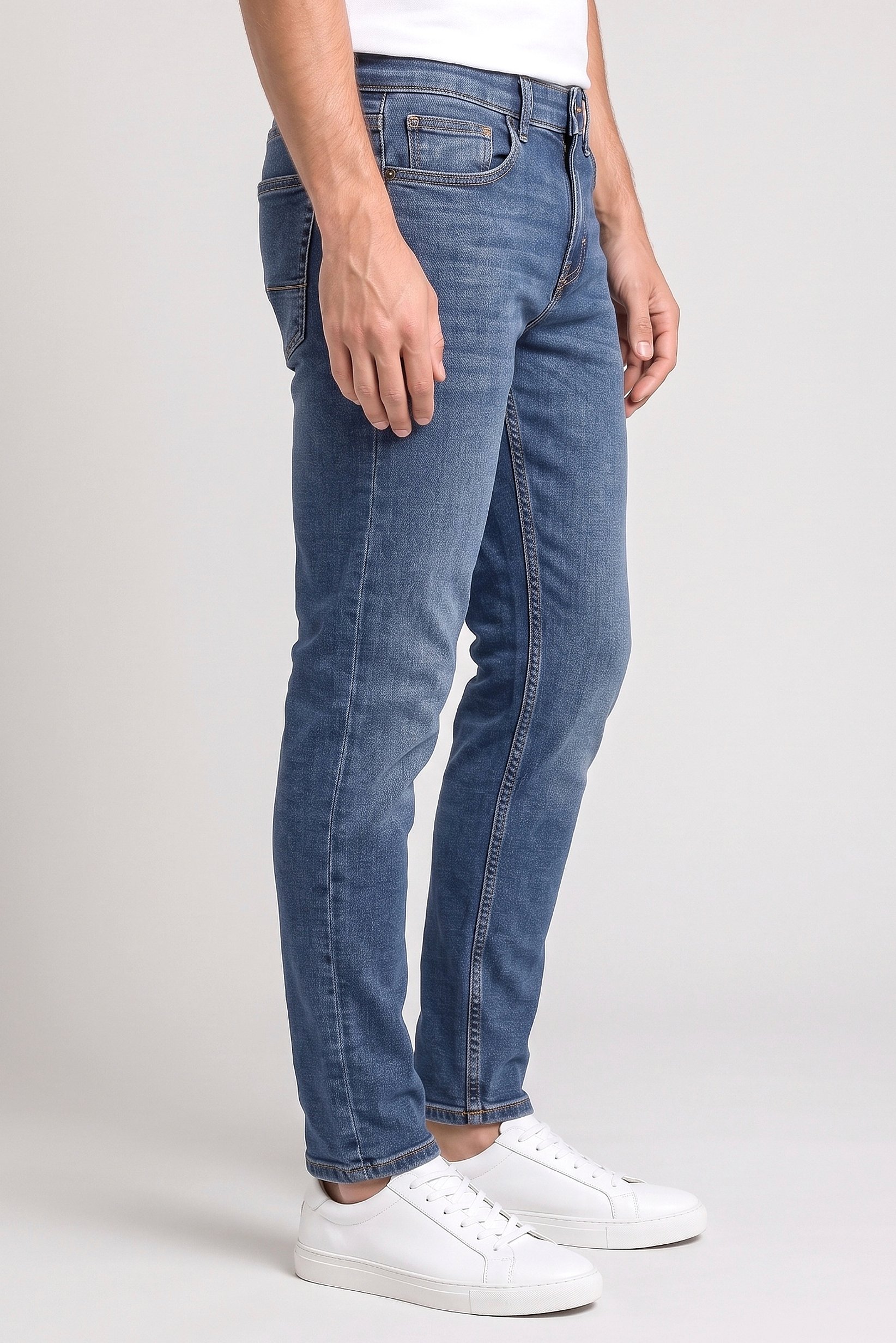 Men Slim Fit Washed Stretchable Jeans, Blue